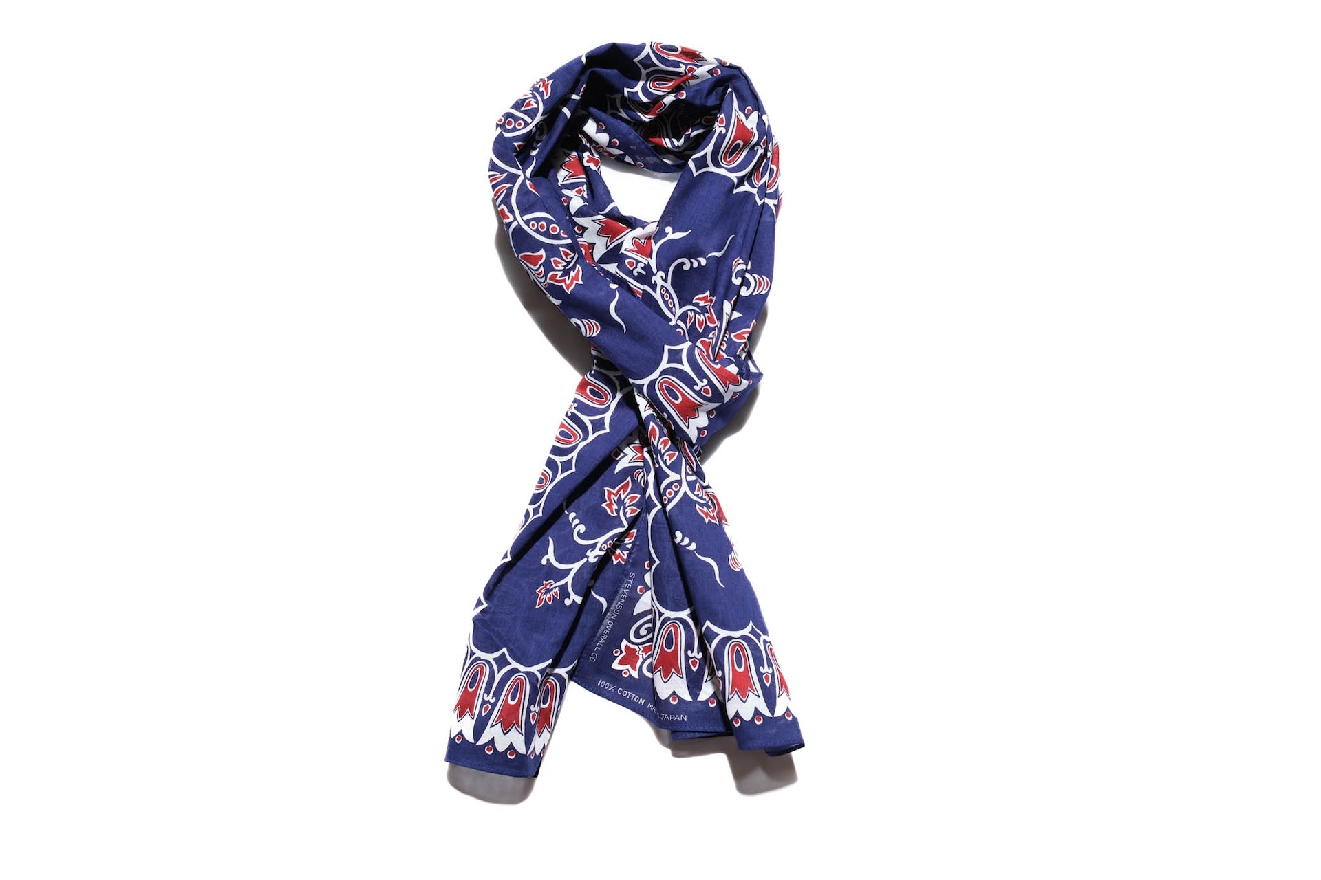 Stevenson Overall Co. Black 'Blossom' Bandana Stole (Navy)