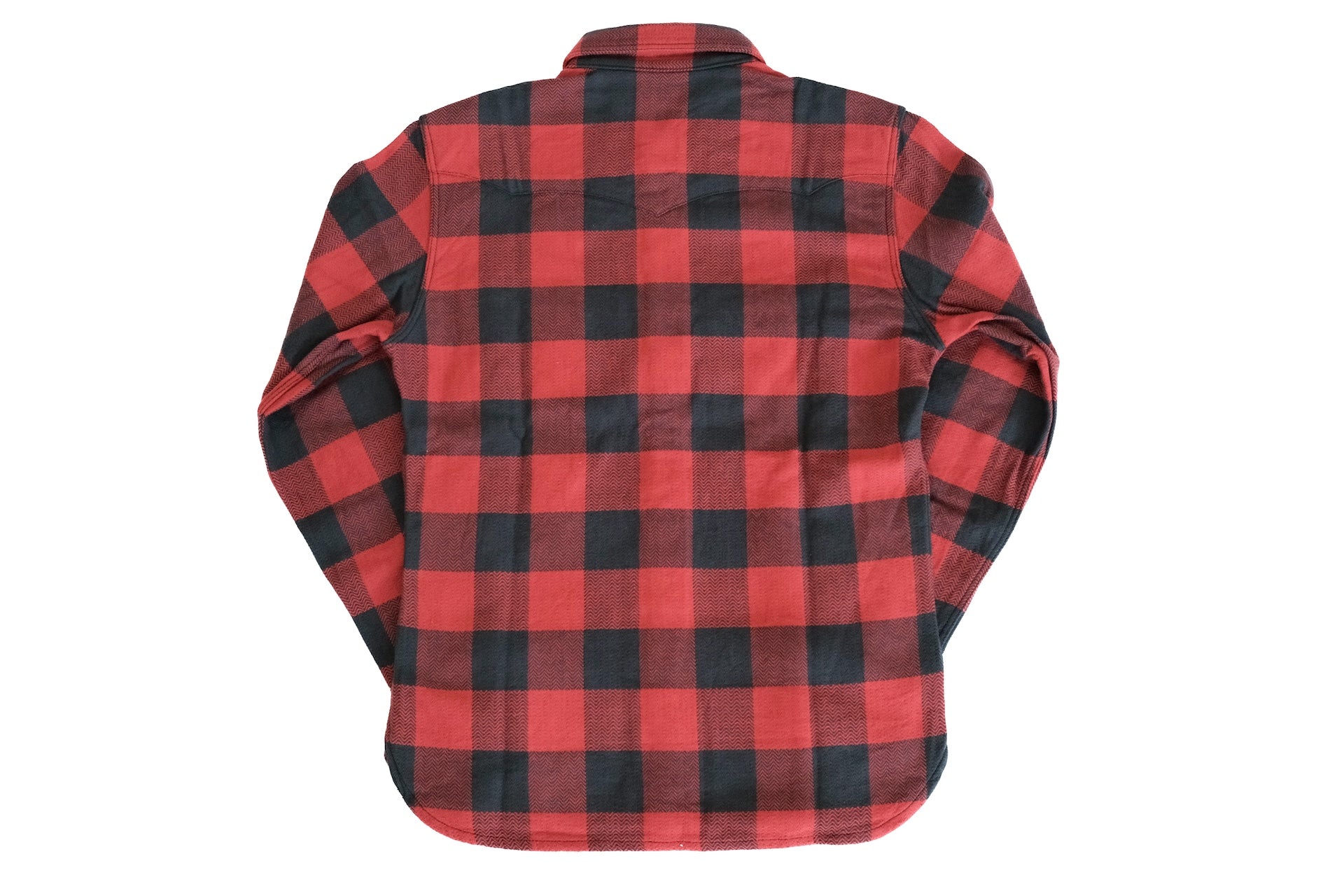 The Flat Head 12oz Selvage Flannel Western Shirt (Black X Red)