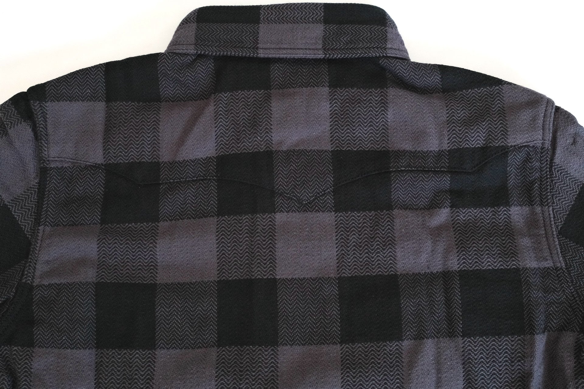 The Flat Head 12oz Selvage Flannel Western Shirt (Black X Grey)