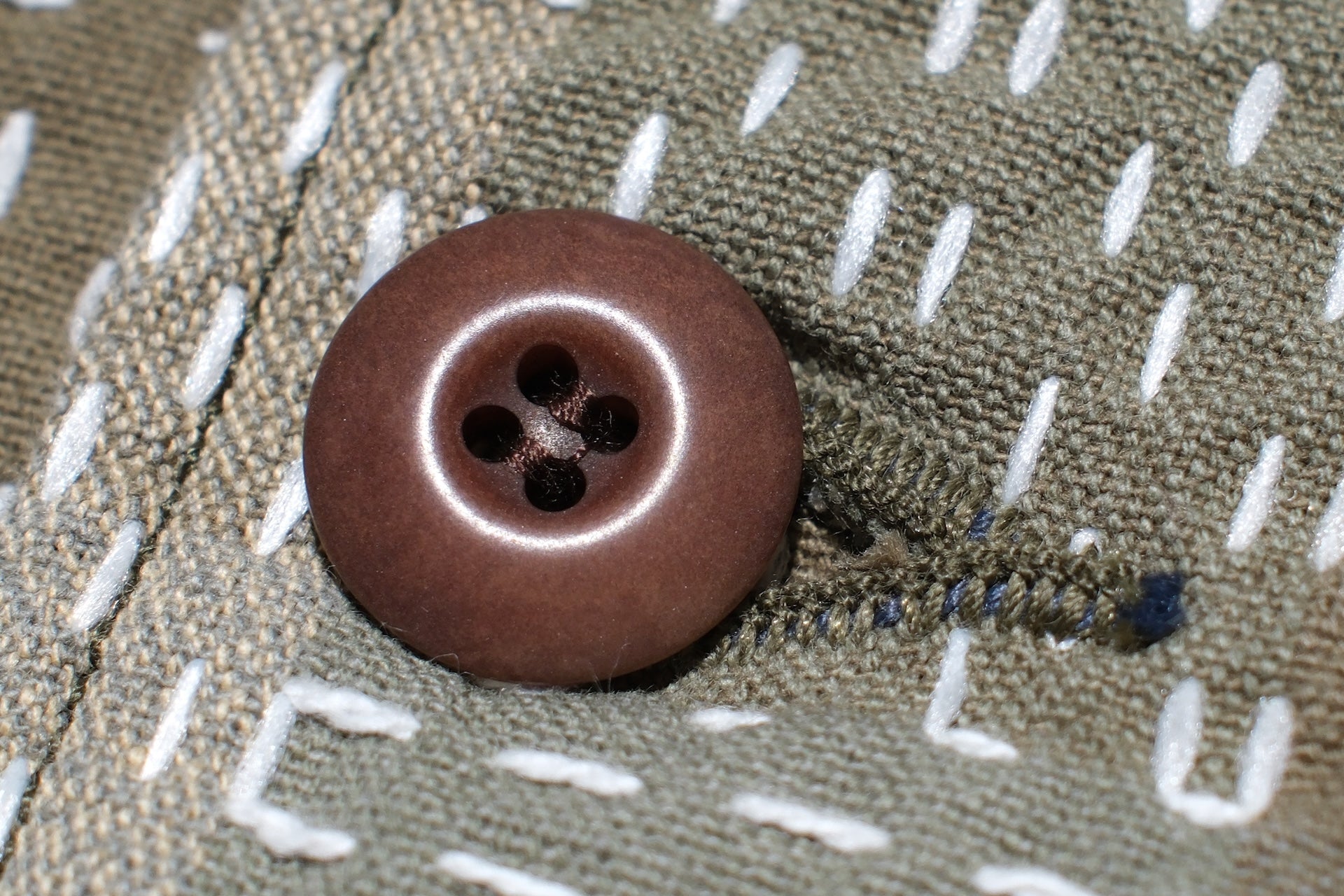 Studio D'Artisan 12oz "Noragi" Sashiko Officer Workshirt (Olive)