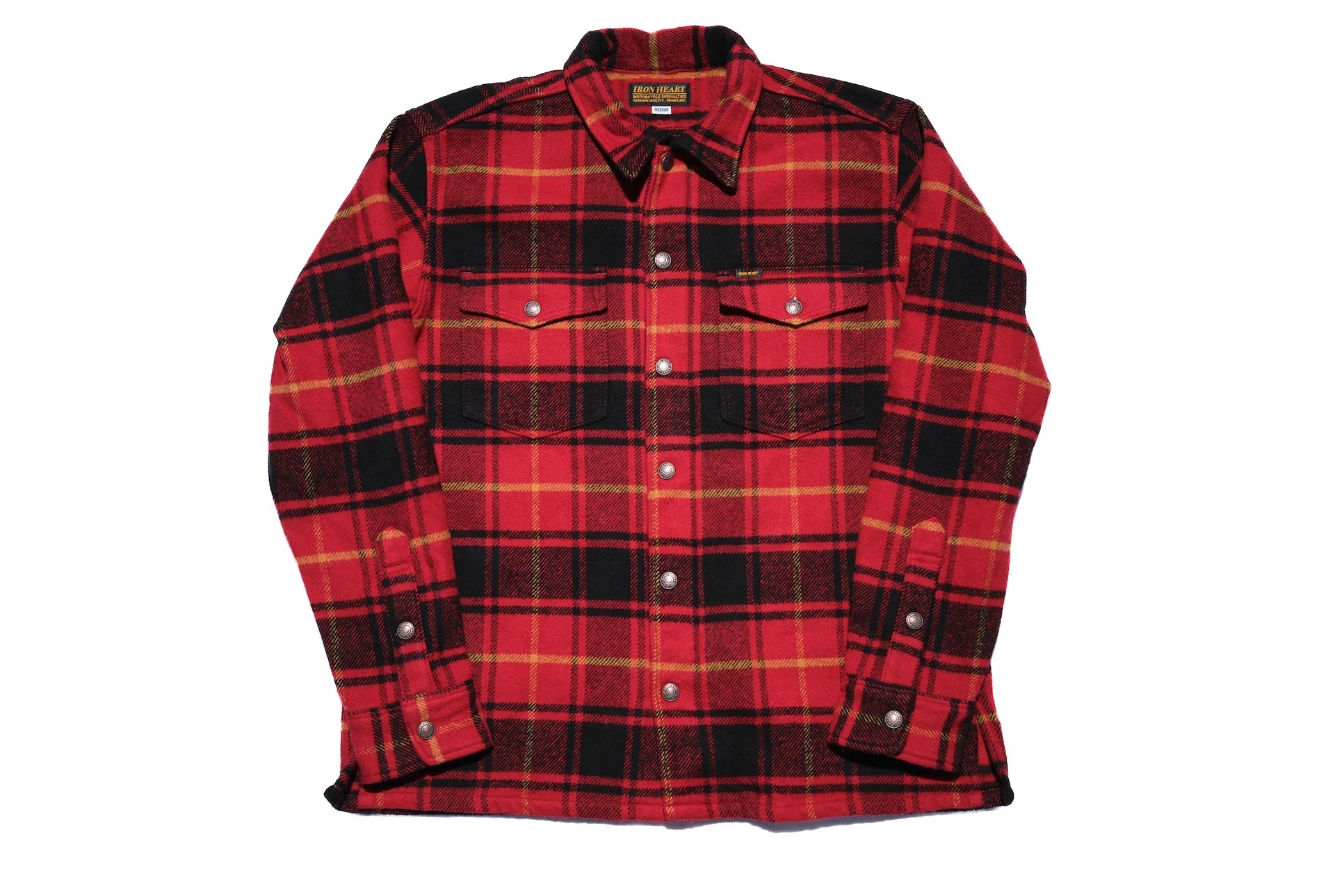 Iron Heart 10oz Heavyweight Flannel Rider’s Overshirt (Saturated Red)