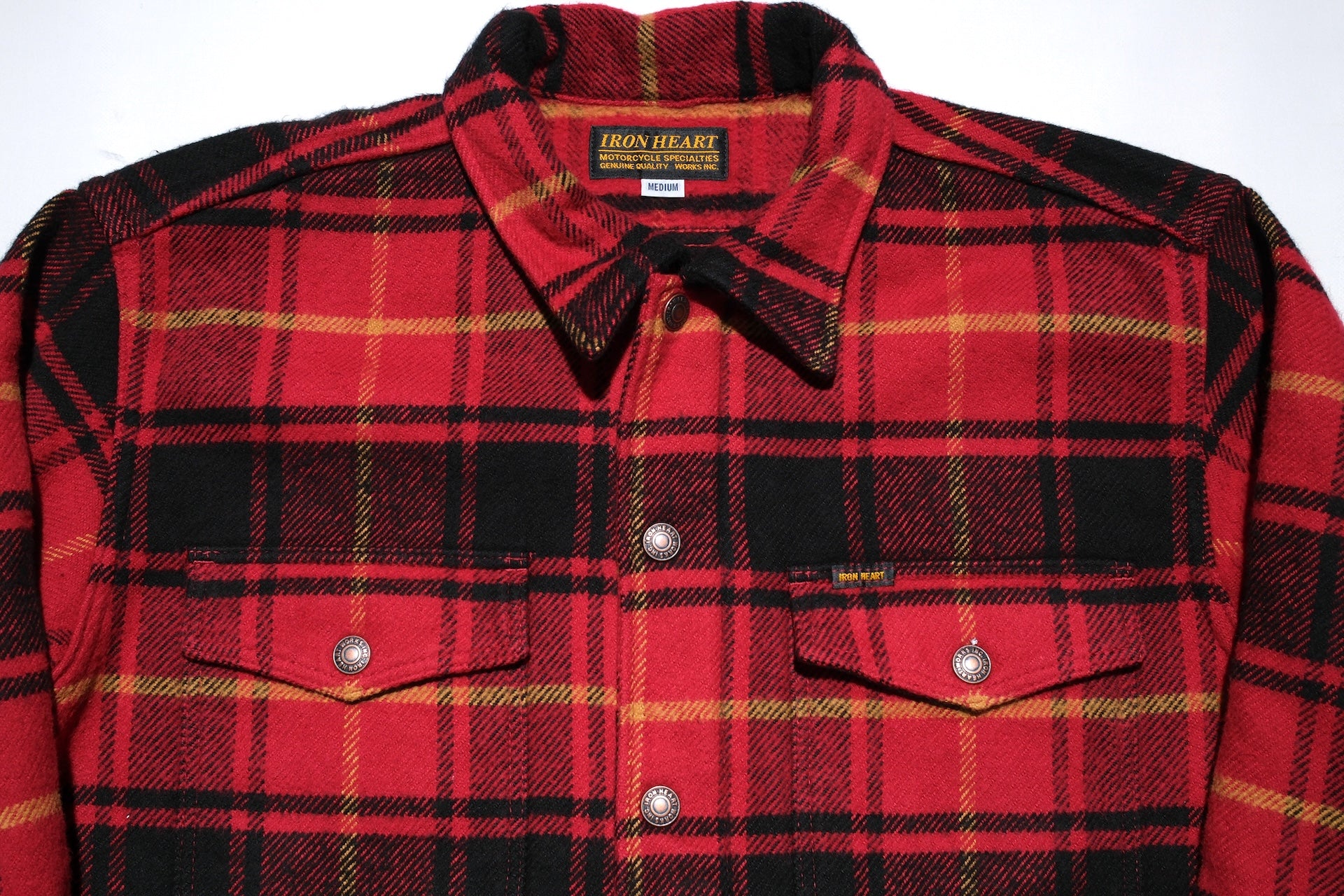 Iron Heart 10oz Heavyweight Flannel Rider’s Overshirt (Saturated Red)