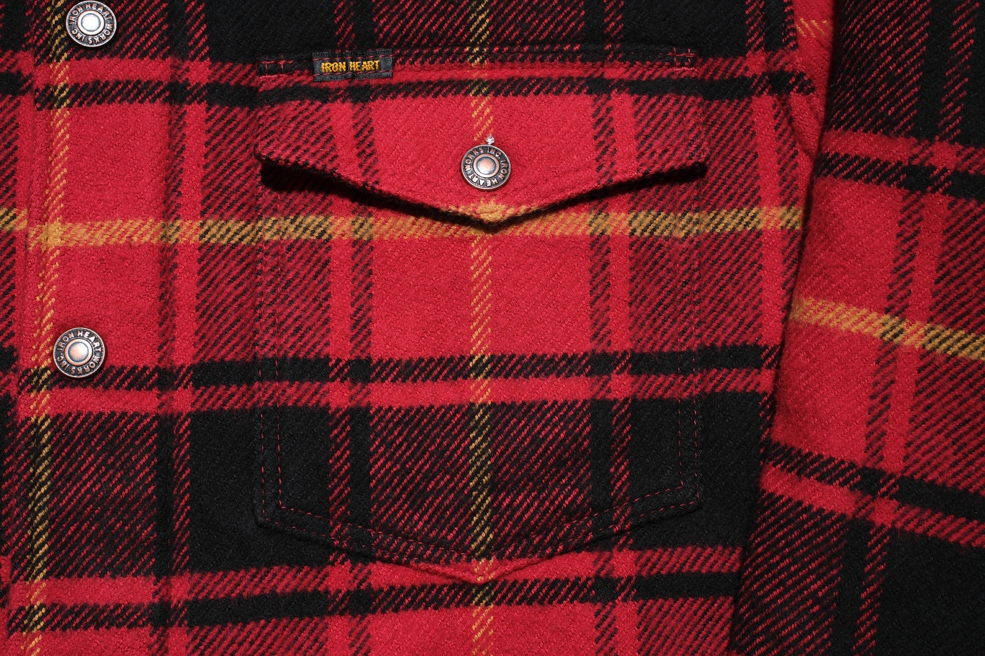 Iron Heart 10oz Heavyweight Flannel Rider’s Overshirt (Saturated Red)