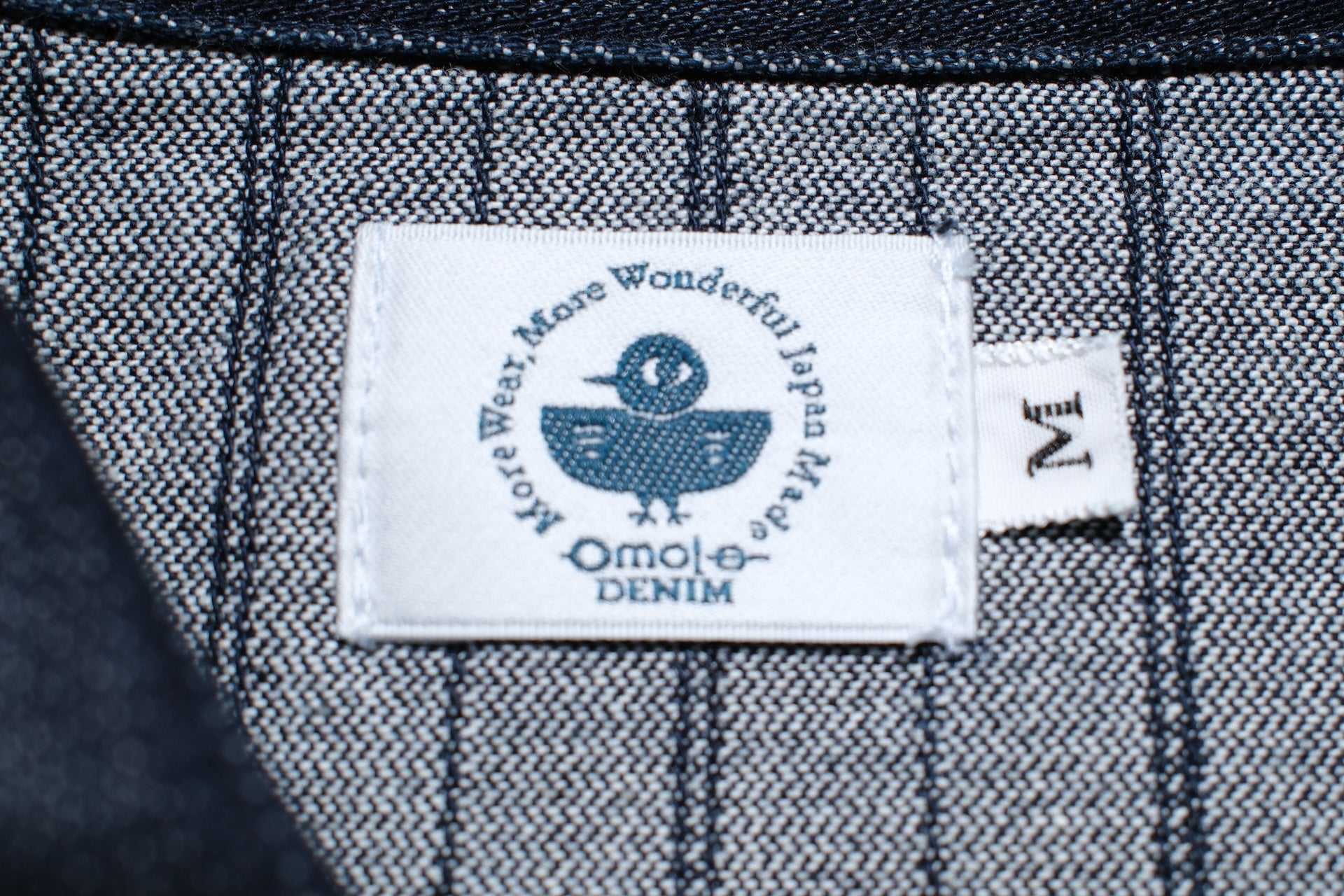 Omoto Denim 8oz Indigo Dyed Striped Denim Open Collar Workshirt