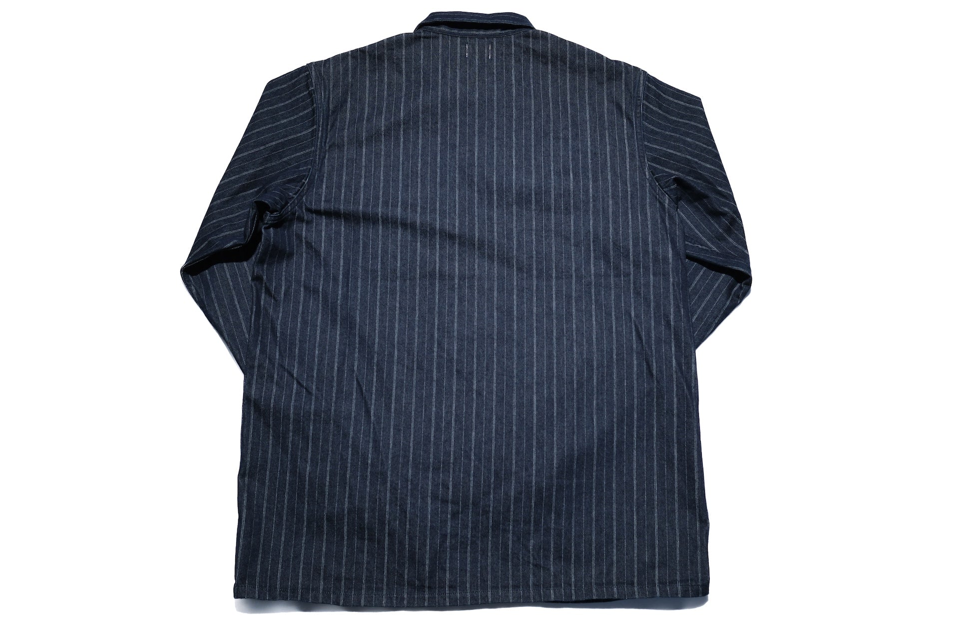 Omoto Denim 8oz Indigo Dyed Striped Denim Open Collar Workshirt