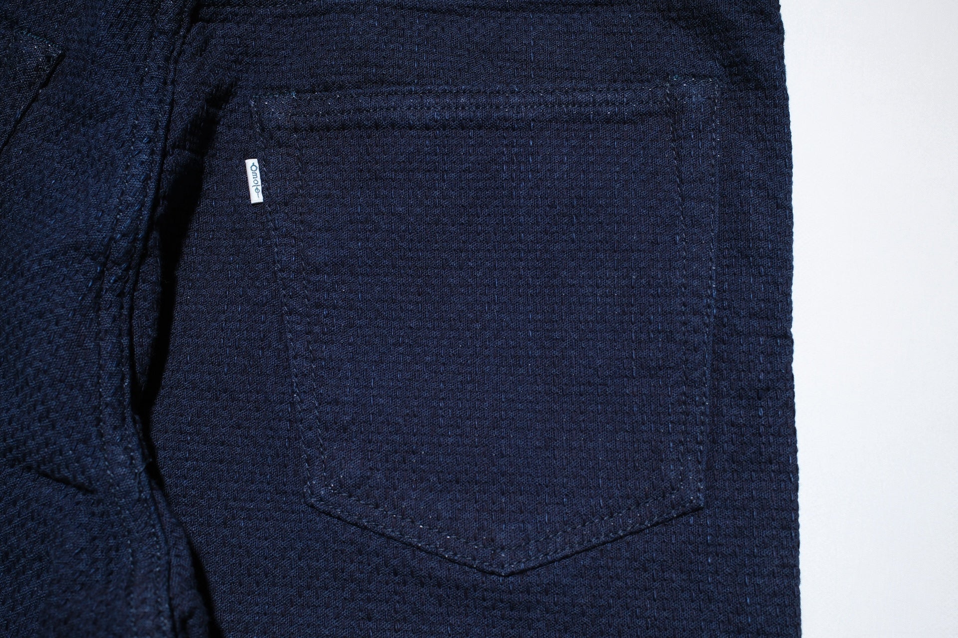 Omoto Denim 15oz Indigo Dyed "ORI-SHIKO" Sashiko Trousers (Modern Straight fit)