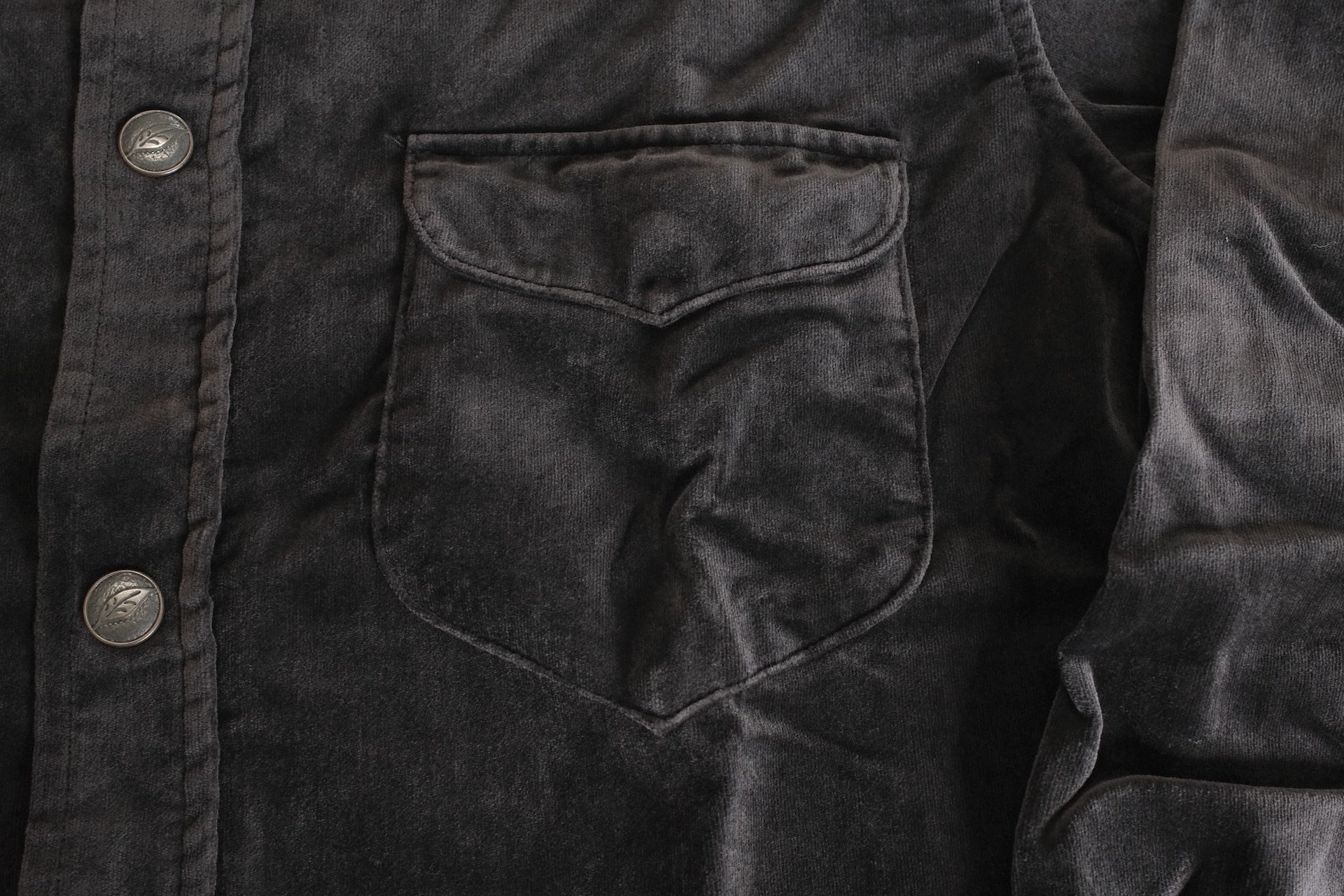 Pure Blue Japan Cotton Velvet C.P.O Jacketed Shirt (Black)