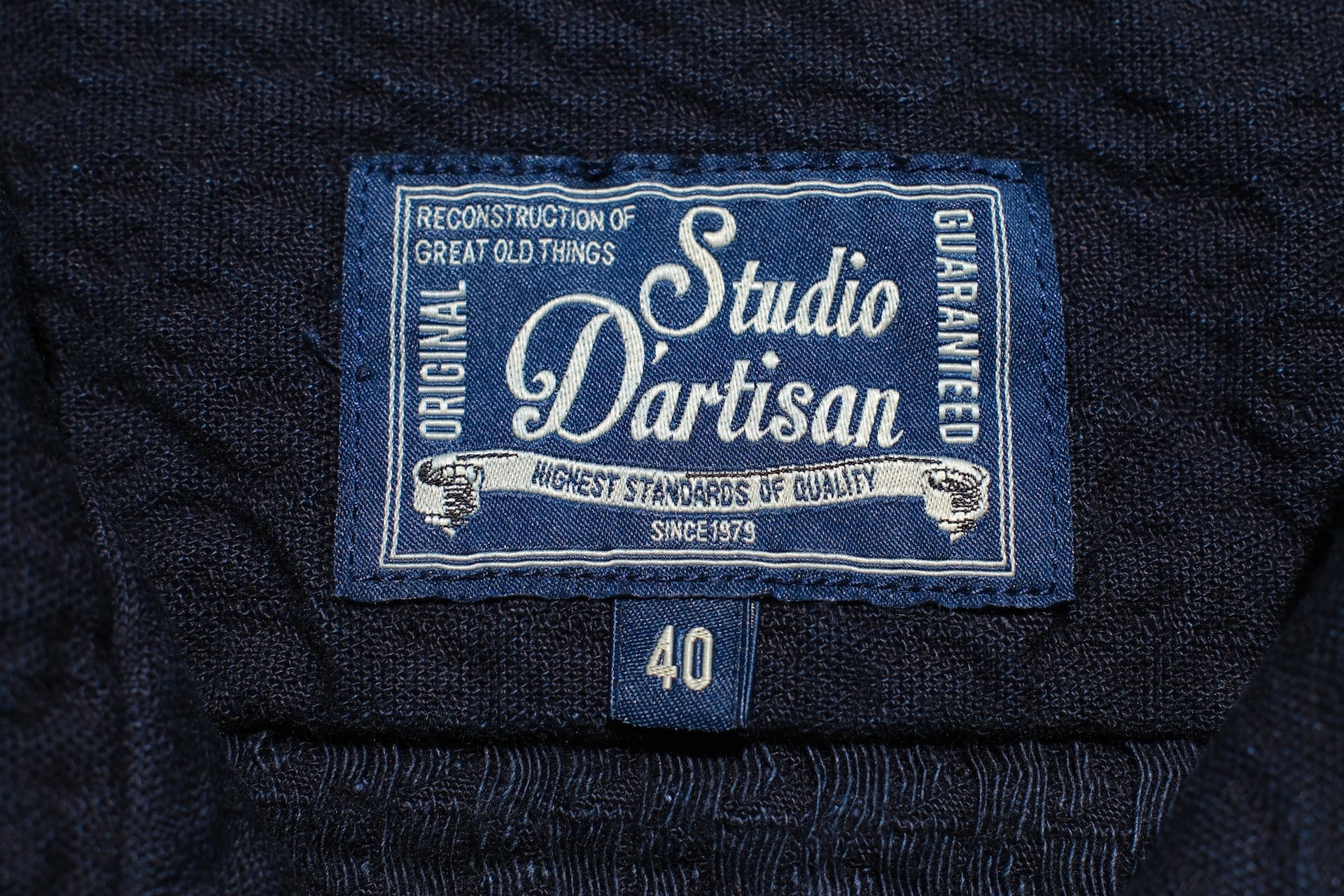 Studio D'Artisan Indigo Dyed Double-Layered Dobby S/S Open Collar Shirt