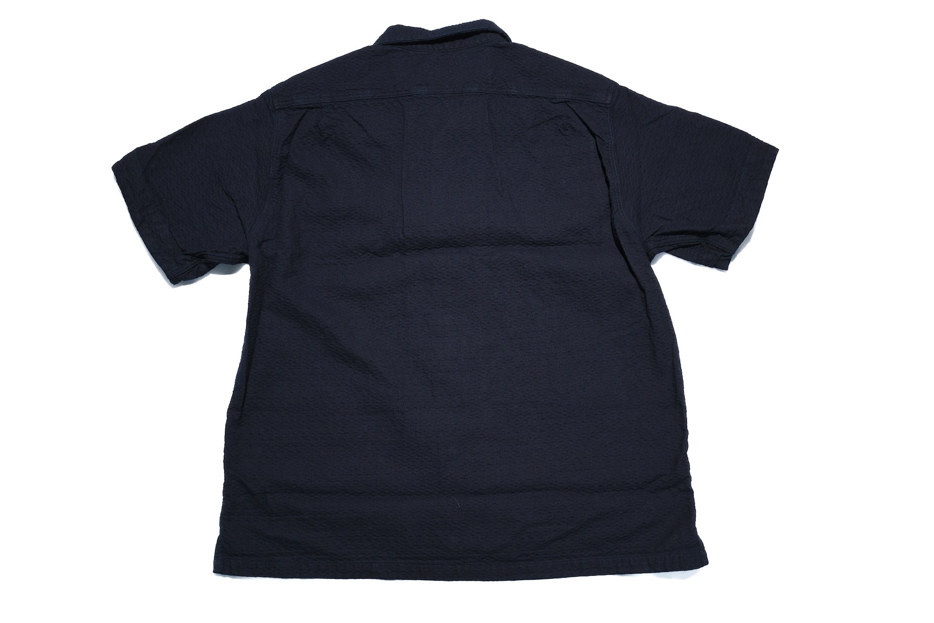 Studio D'Artisan Indigo Dyed Double-Layered Dobby S/S Open Collar Shirt