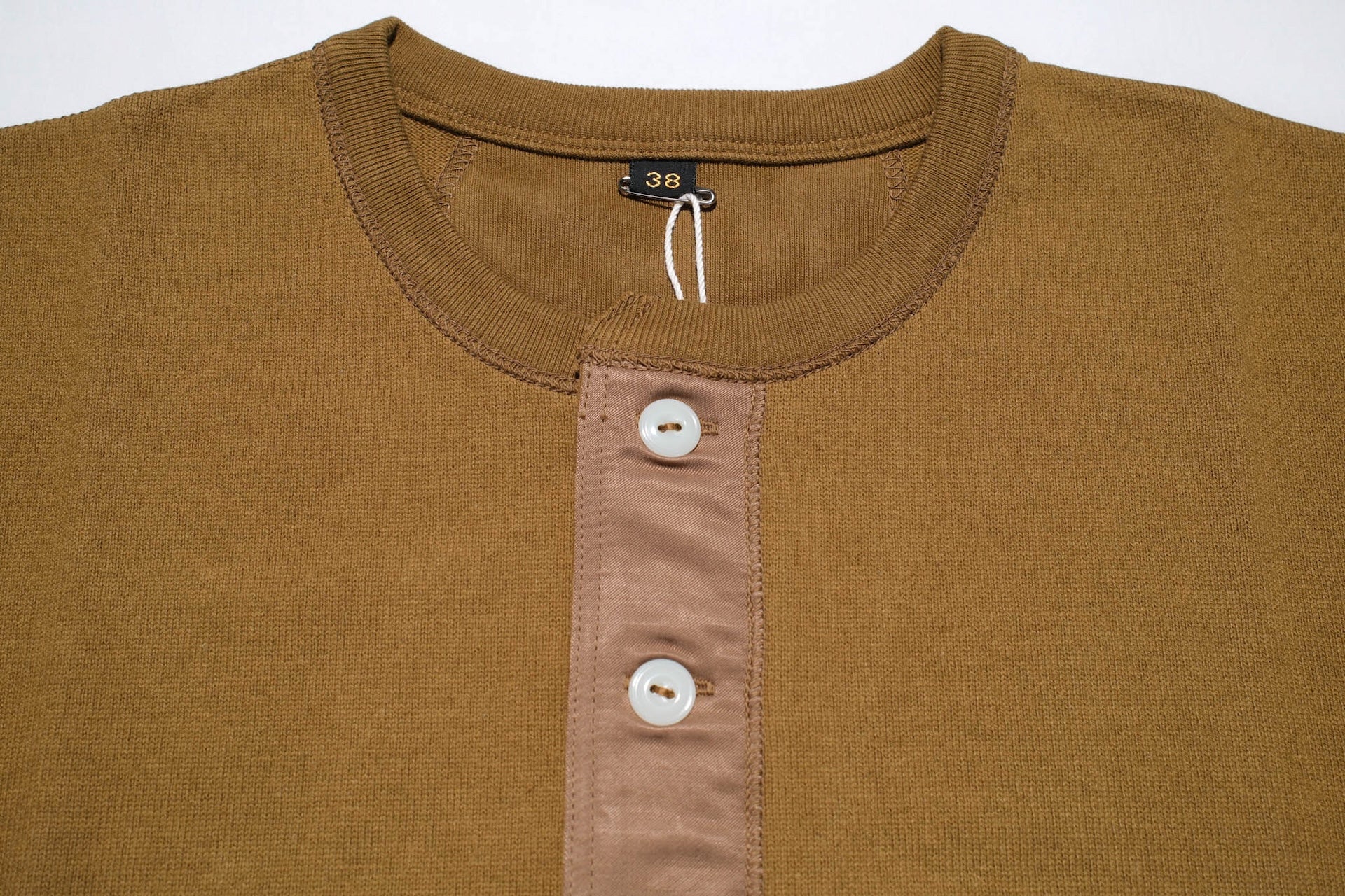 Freewheelers Heavyweight Henley Necked Long Sleeve Shirt (Olive Drab)