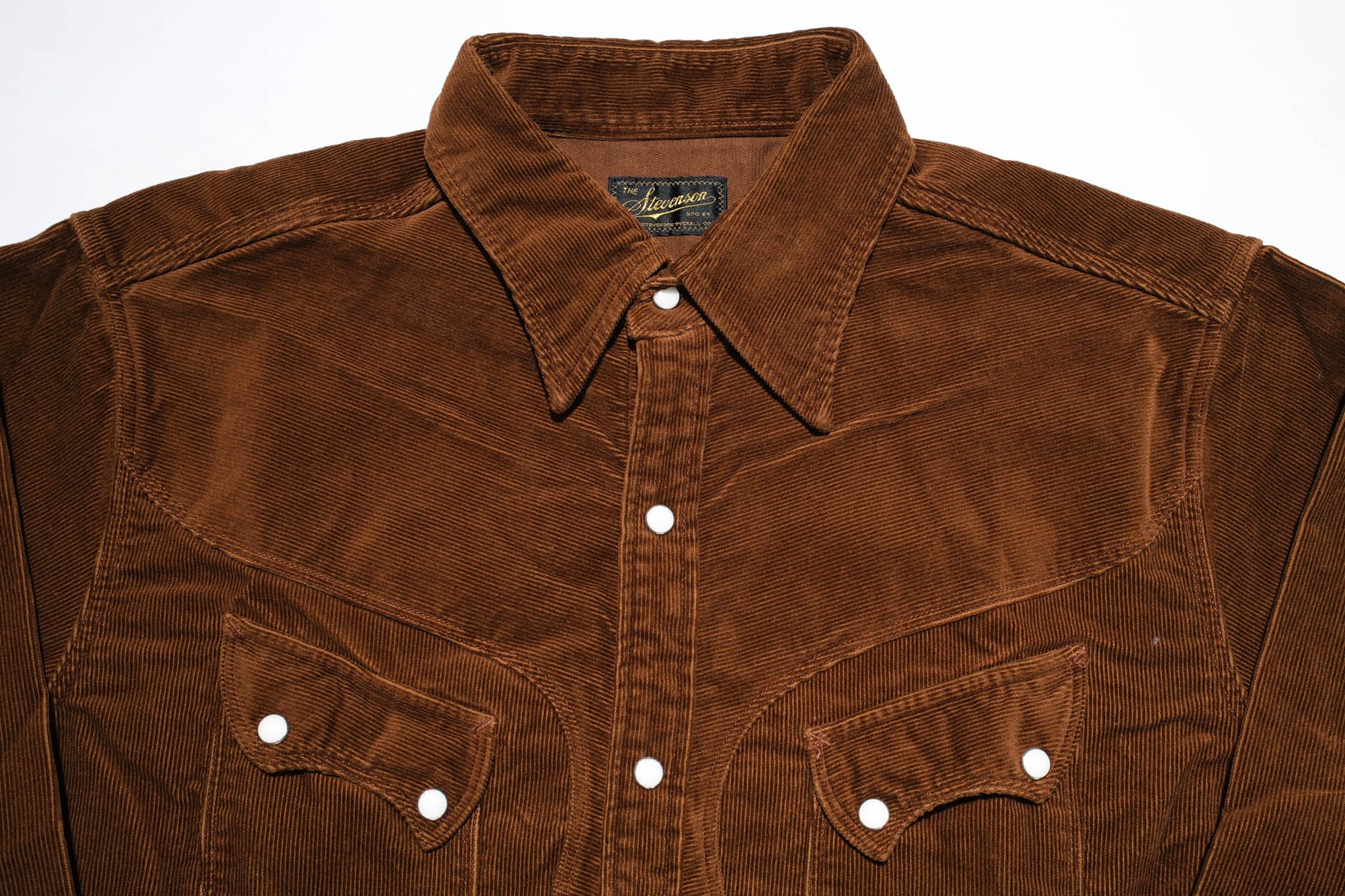Stevenson Overall 'Cody' Heavyweight 16-Wale Corduroy Western Shirt (Chocolate Brown)