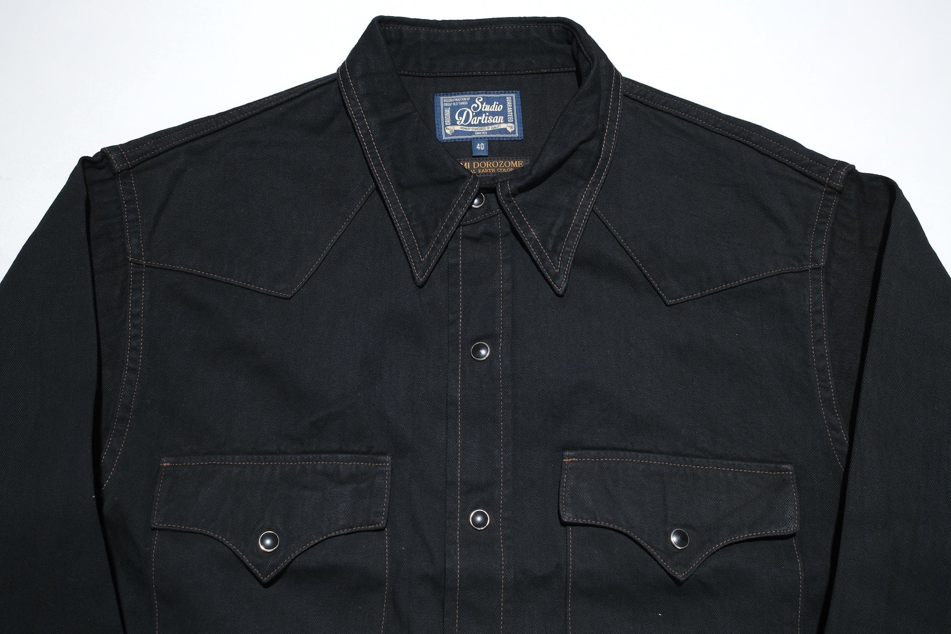 Studio D'Artisan 8oz “Amami Mud-Dyed” 45TH Anniversary Limited Indigo Denim Western Shirt