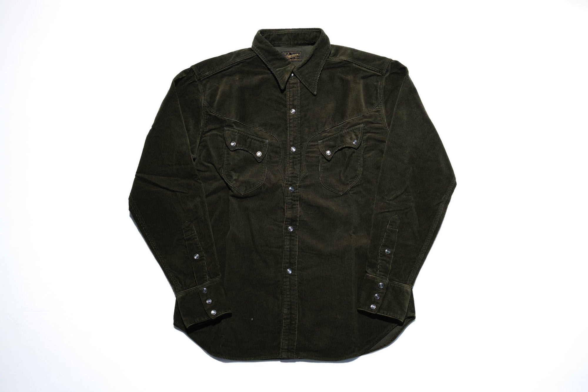 Stevenson Overall Co. 'Cody' Heavyweight 16-Wale Corduroy Western Shirt (Dark Olive)