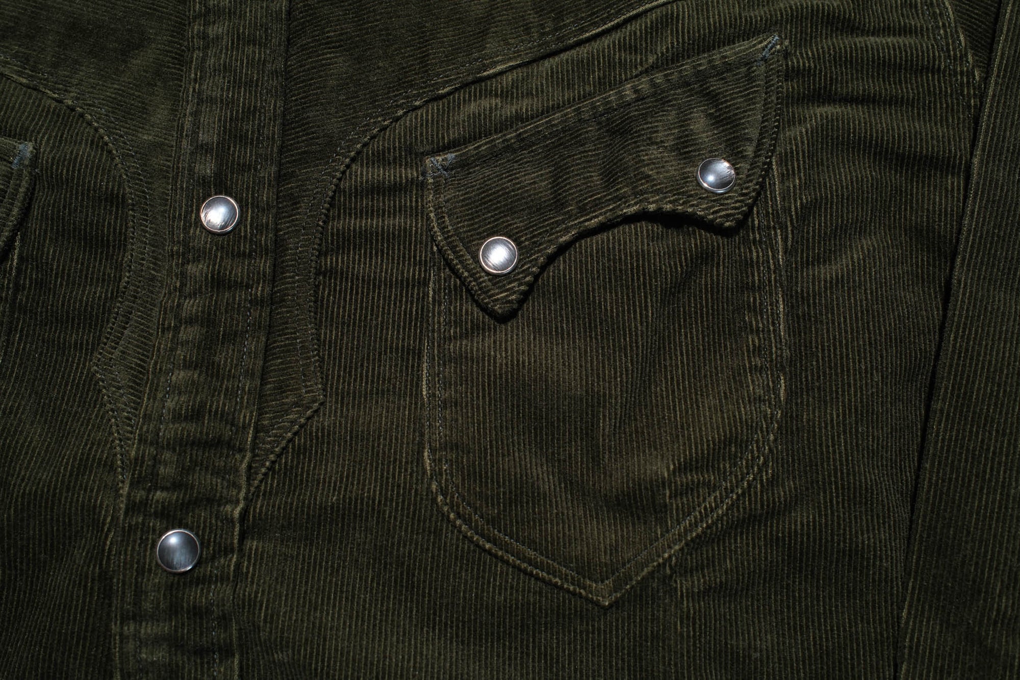 Stevenson Overall Co. 'Cody' Heavyweight 16-Wale Corduroy Western Shirt (Dark Olive)