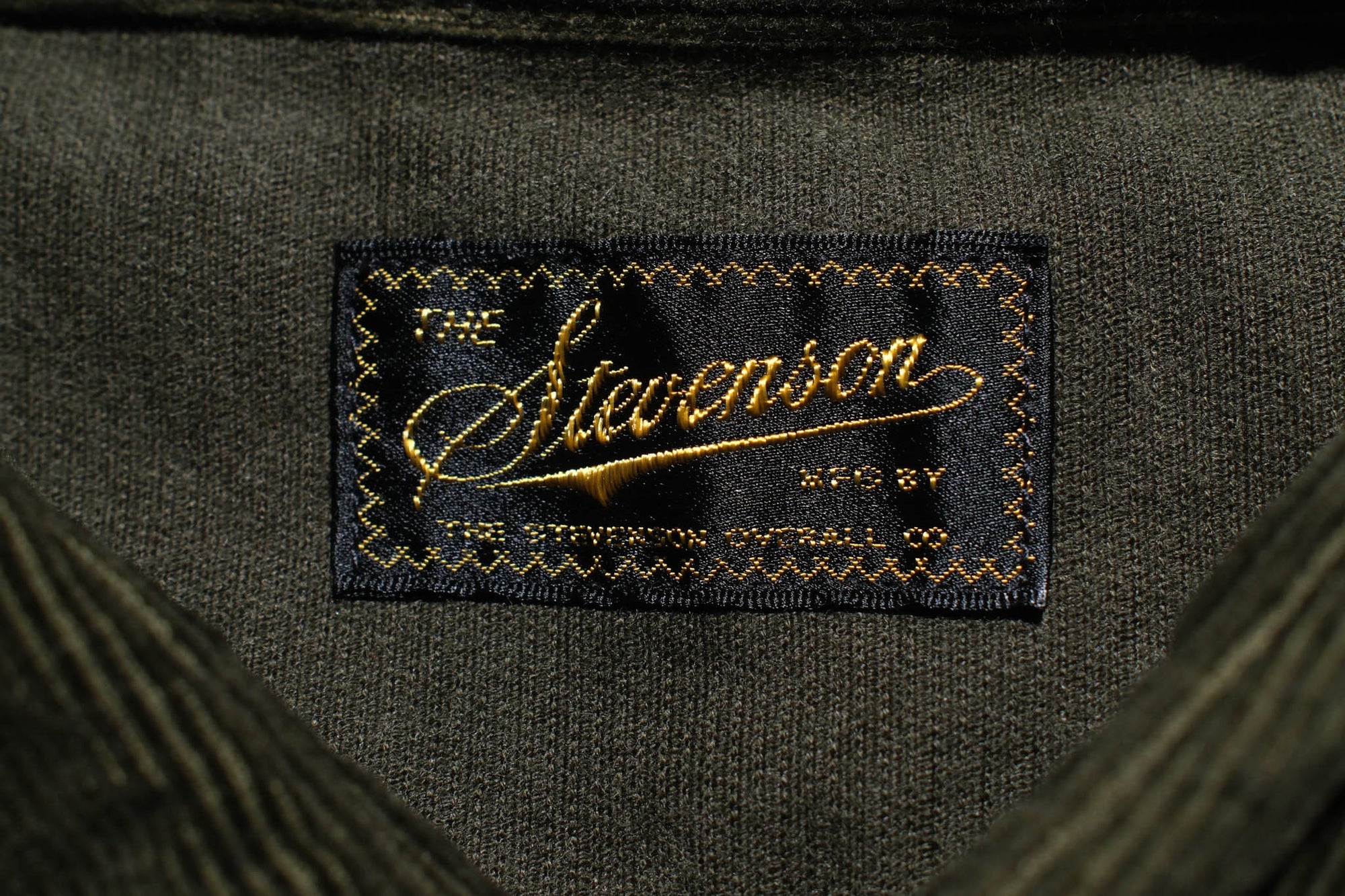 Stevenson Overall Co. 'Cody' Heavyweight 16-Wale Corduroy Western Shirt (Dark Olive)