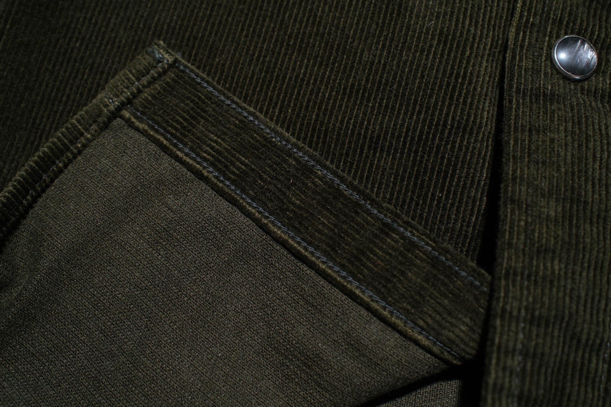 Stevenson Overall Co. 'Cody' Heavyweight 16-Wale Corduroy Western Shirt (Dark Olive)