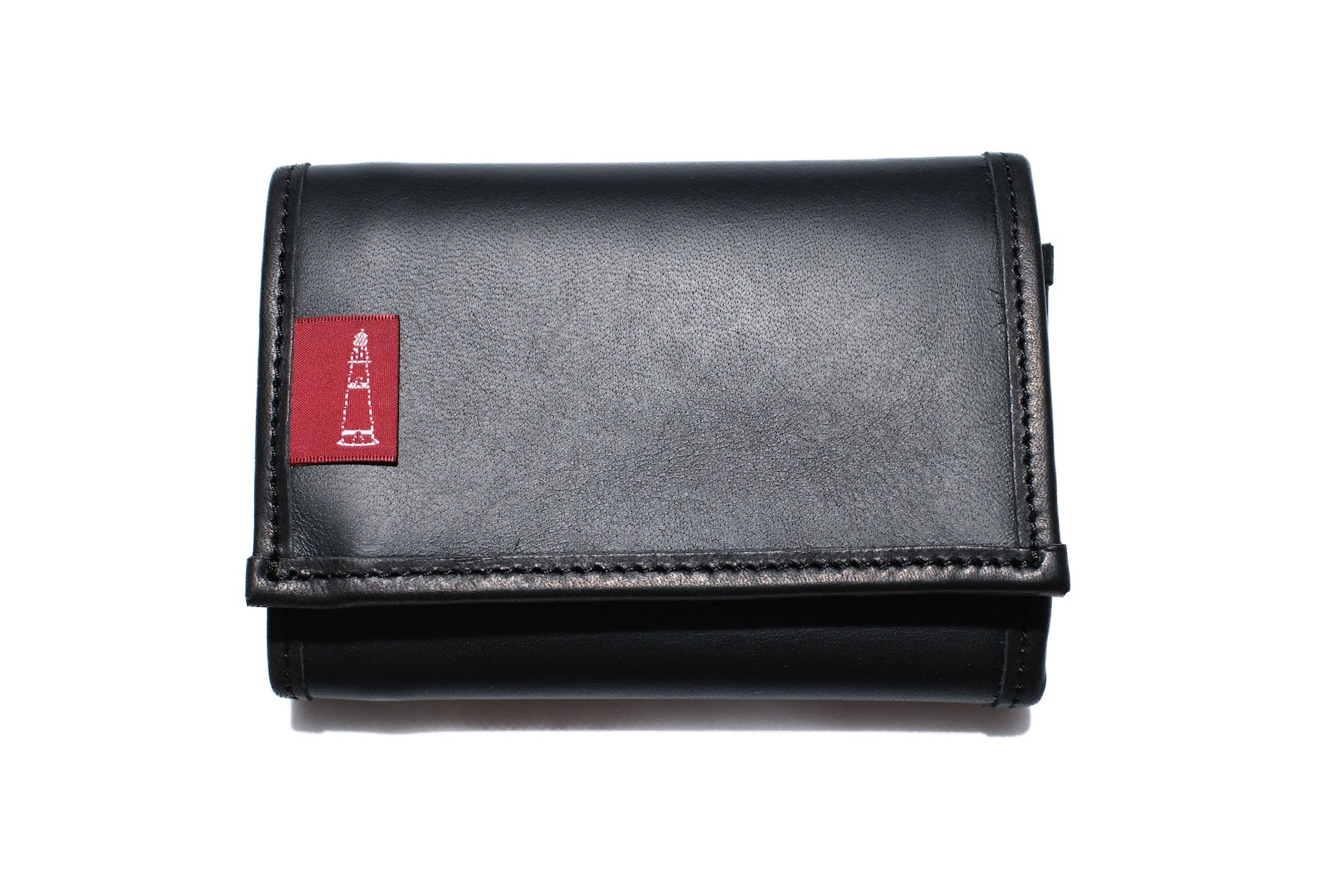 BONCOURA “BARI-BARI” Hand-Waxed Horsehide Tri-fold Wallet (Black Tea-cored)