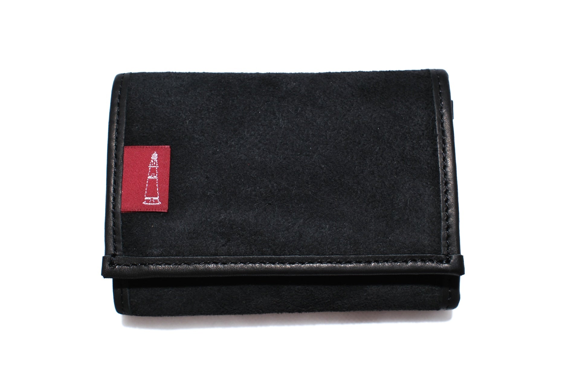 BONCOURA “BARI-BARI” Suede Cowhide Tri-fold Wallet (Black)