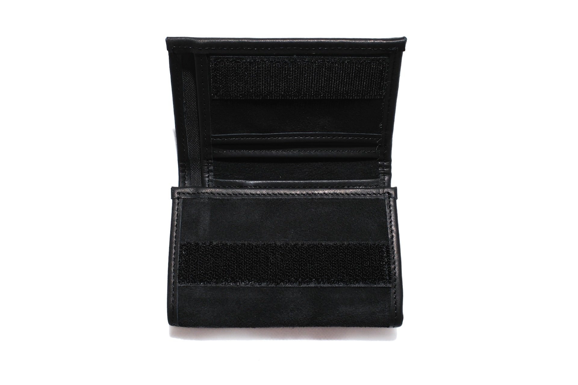 BONCOURA “BARI-BARI” Suede Cowhide Tri-fold Wallet (Black)
