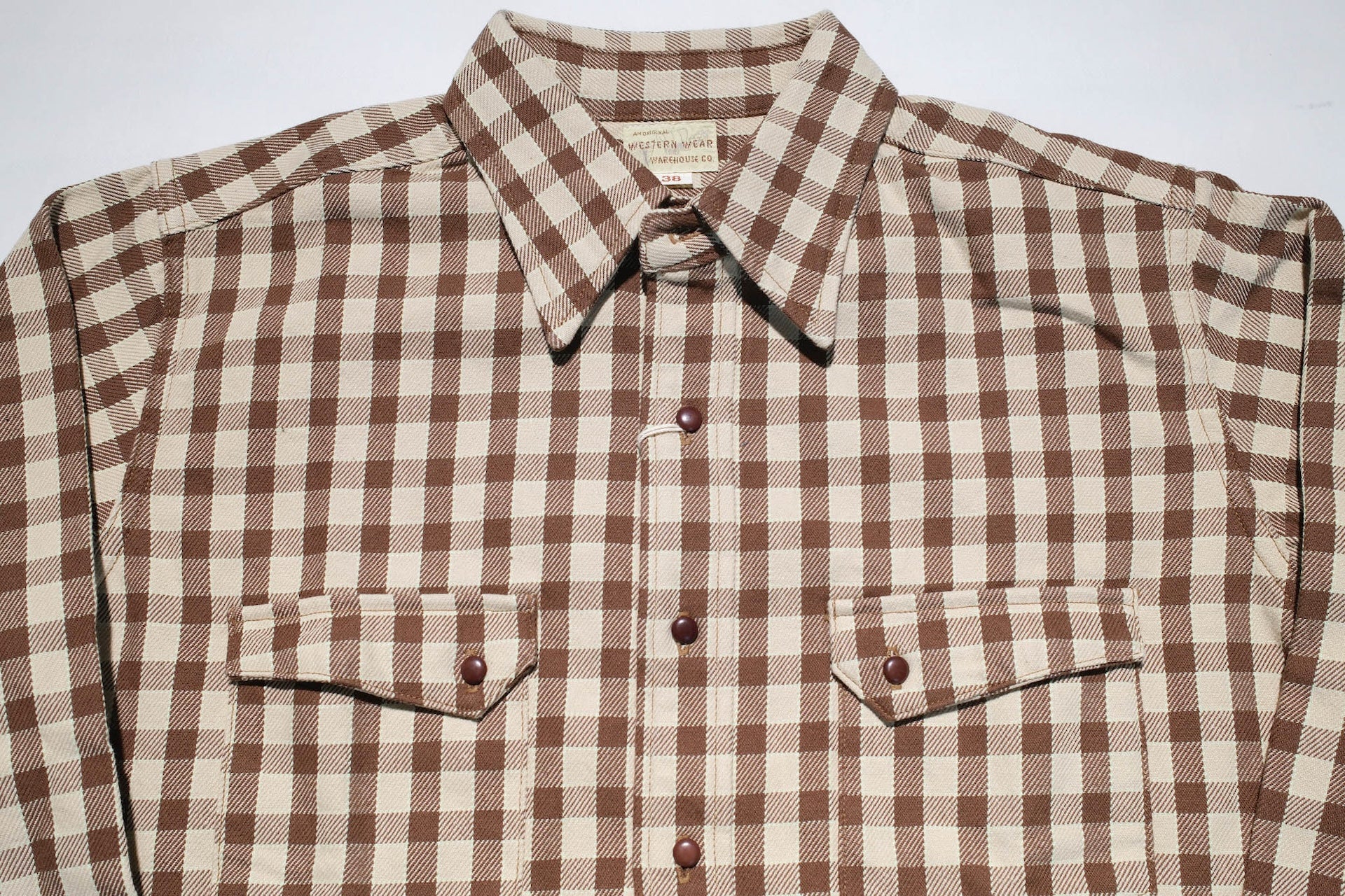 Warehouse 11oz "Long Horn" Selvage Flannel Western Shirt (Brown)