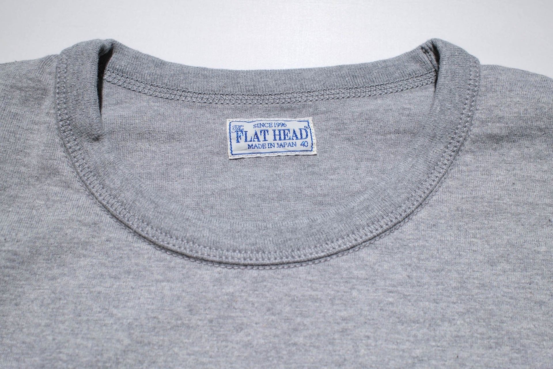 The Flat Head 9oz Loopwheel L/S Plain Tee (Heather Grey)