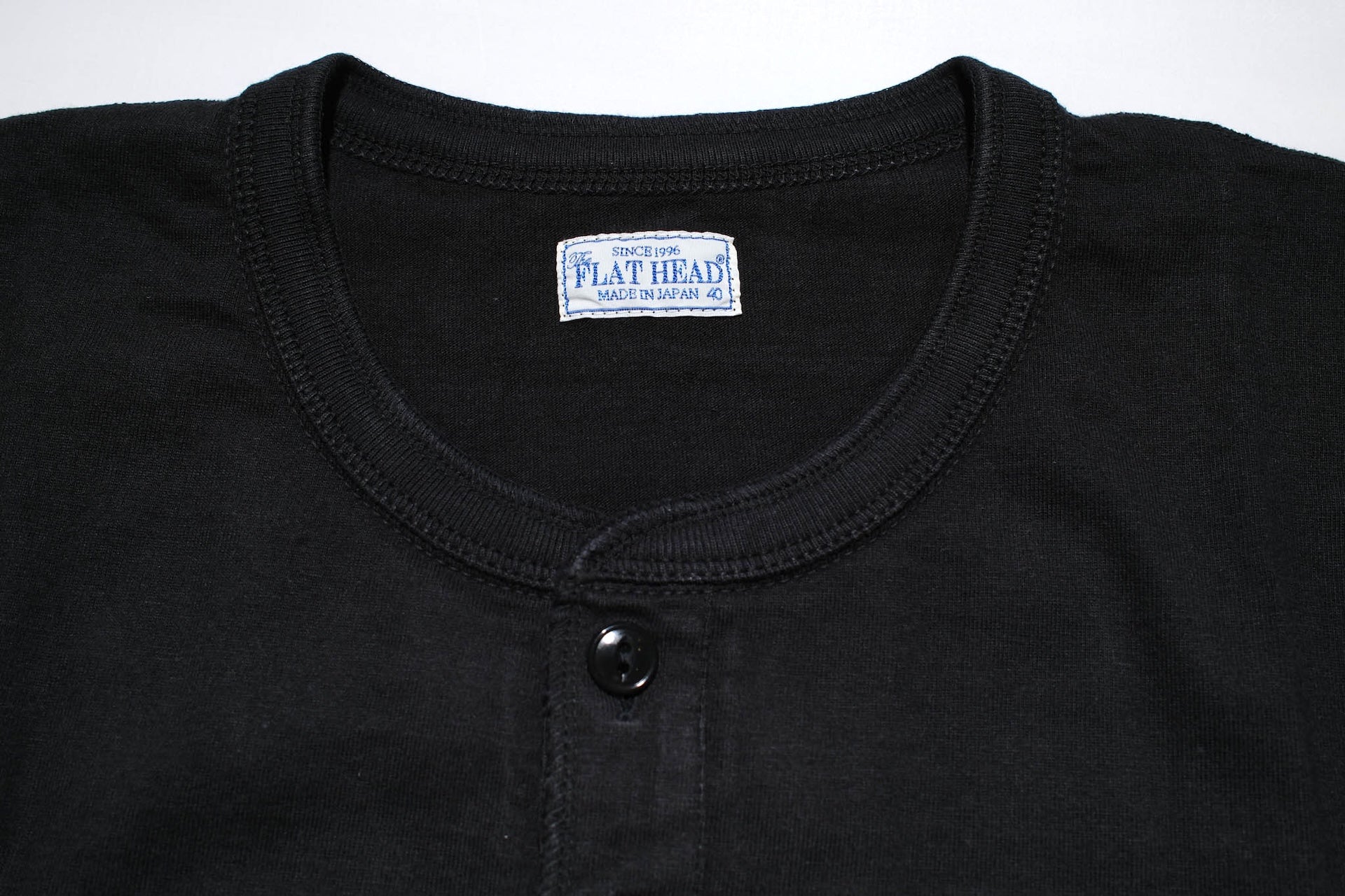 The Flat Head 9oz Loopwheeled L/S Henley Tee (Black)