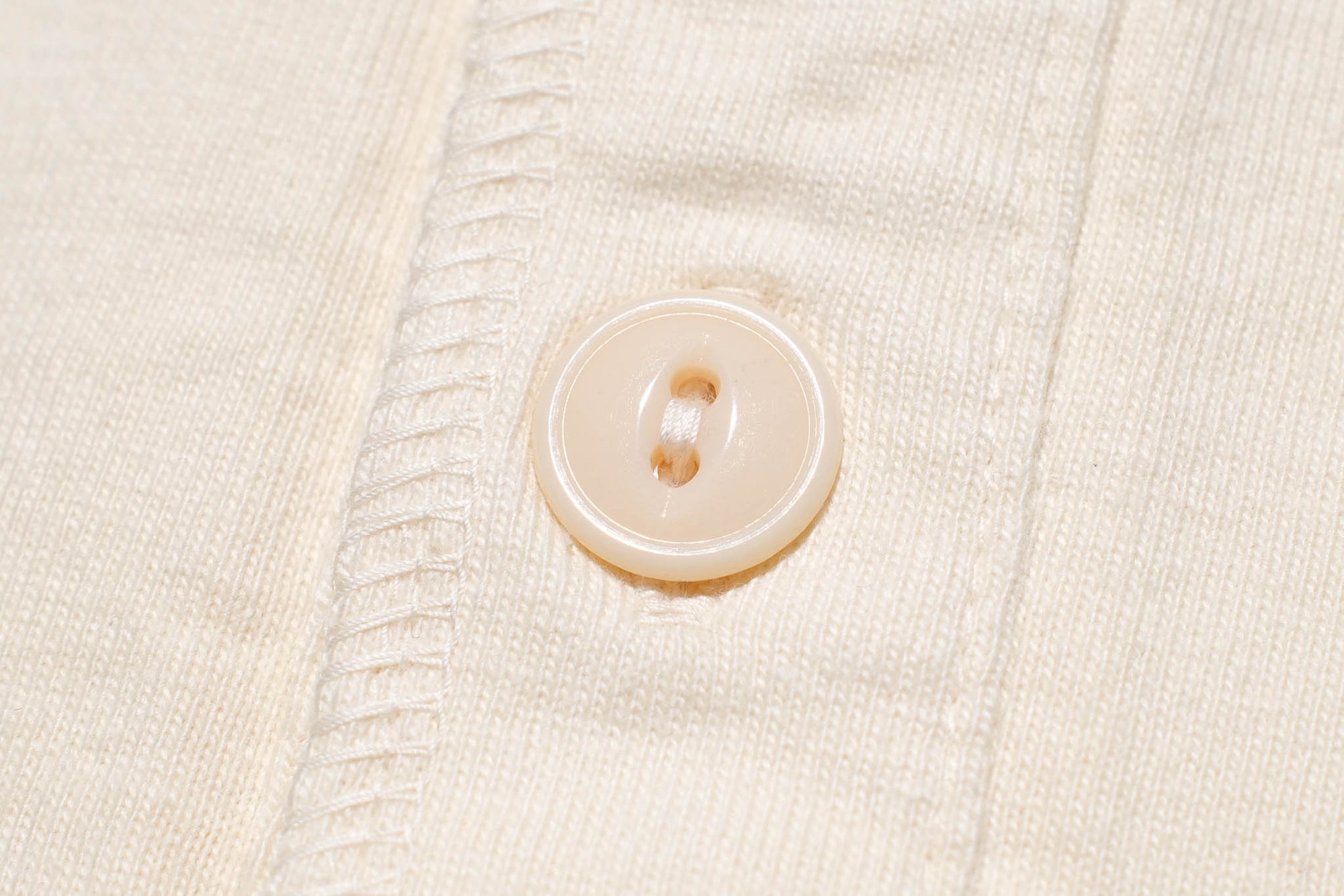 The Flat Head 9oz Loopwheeled L/S Henley Tee (Cream)