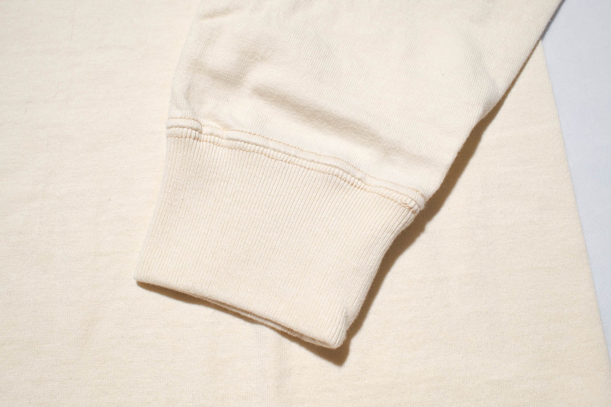 The Flat Head 9oz Loopwheeled L/S Henley Tee (Cream)