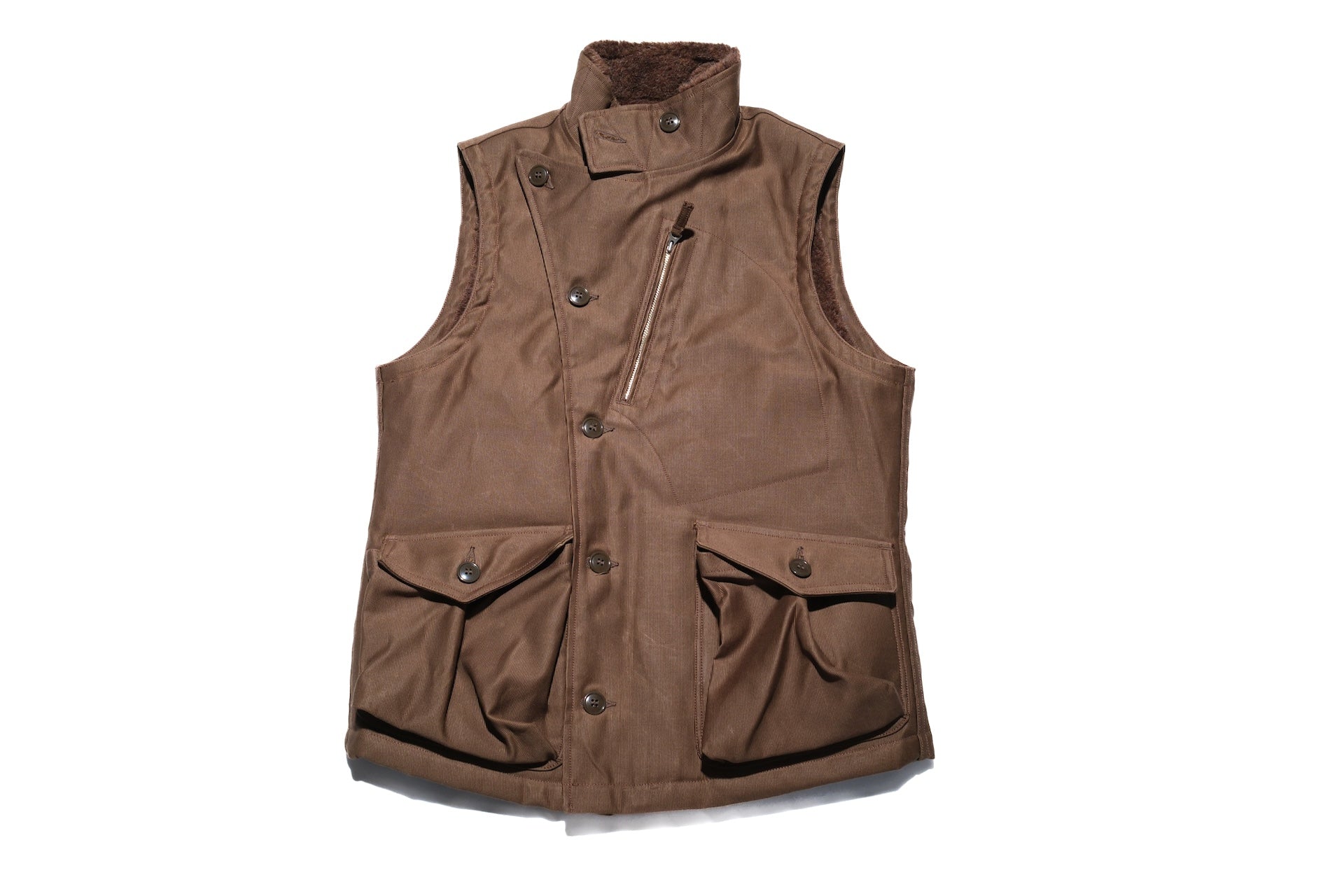 Freewheelers "Winter Aviators' Vest" (Dark Red Beige)