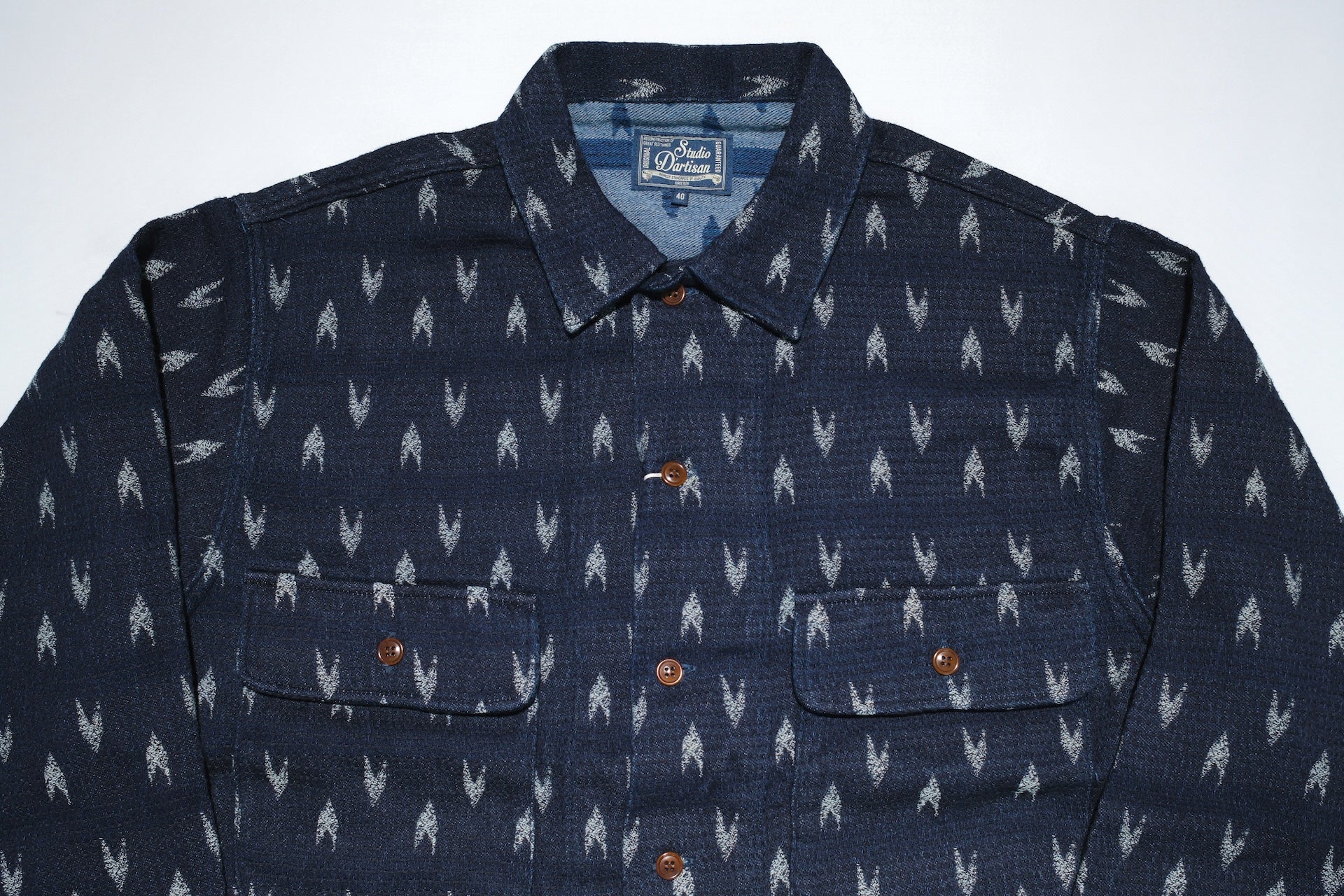 Studio D'Artisan 10oz Indigo Dyed “Yagasuri” Sashiko Workshirt