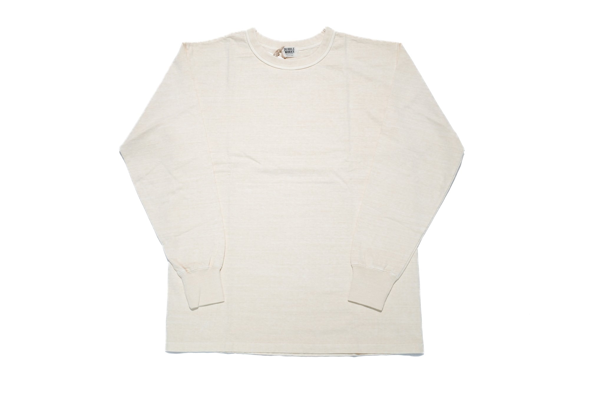 Dubble Works 7.7oz "Fallen Cotton" Loopwheeled Pigment-Dyed L/S Tee (Cream)
