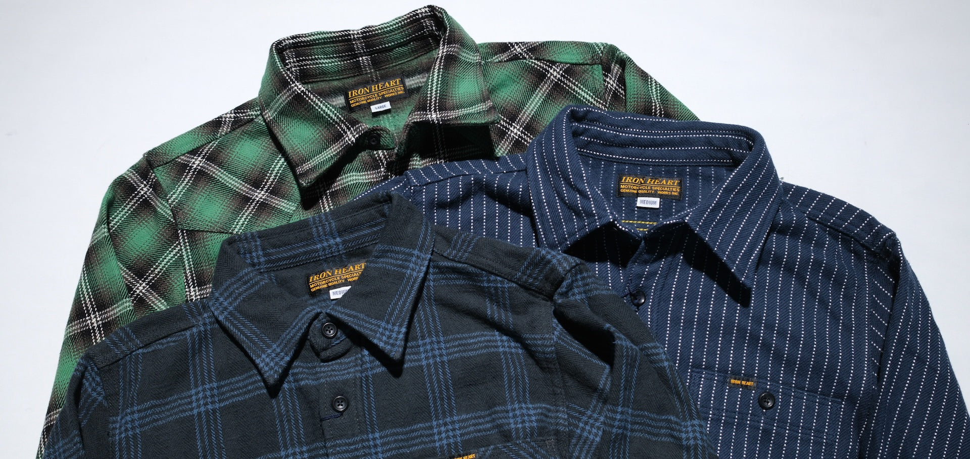 Iron Heart Ultra-Heavyweight "Wabashed" Flannel Work Shirt (Midnight Navy)