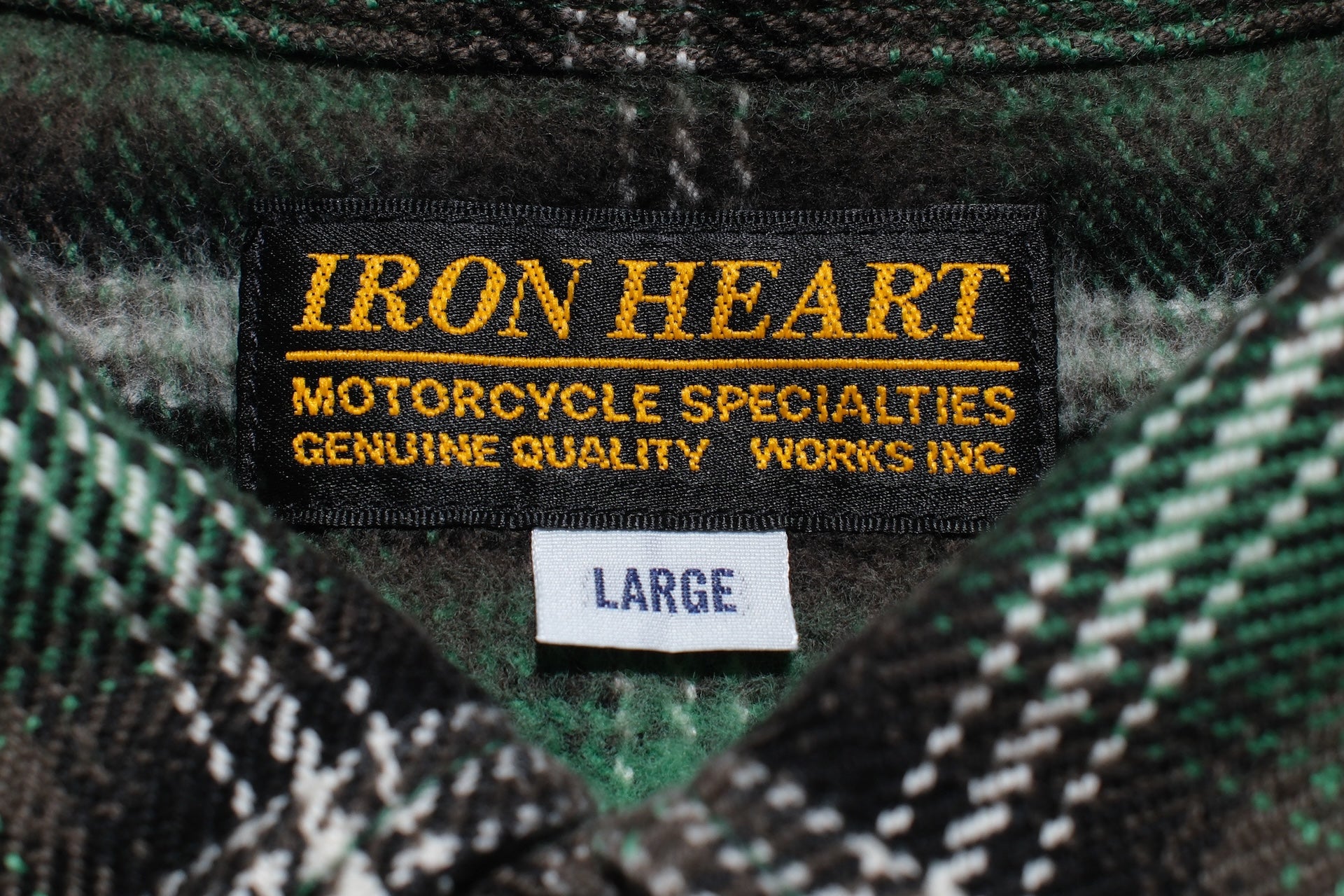 Iron Heart Ultra-Heavyweight Flannel Crazy Check Western Shirt (Grass Green)