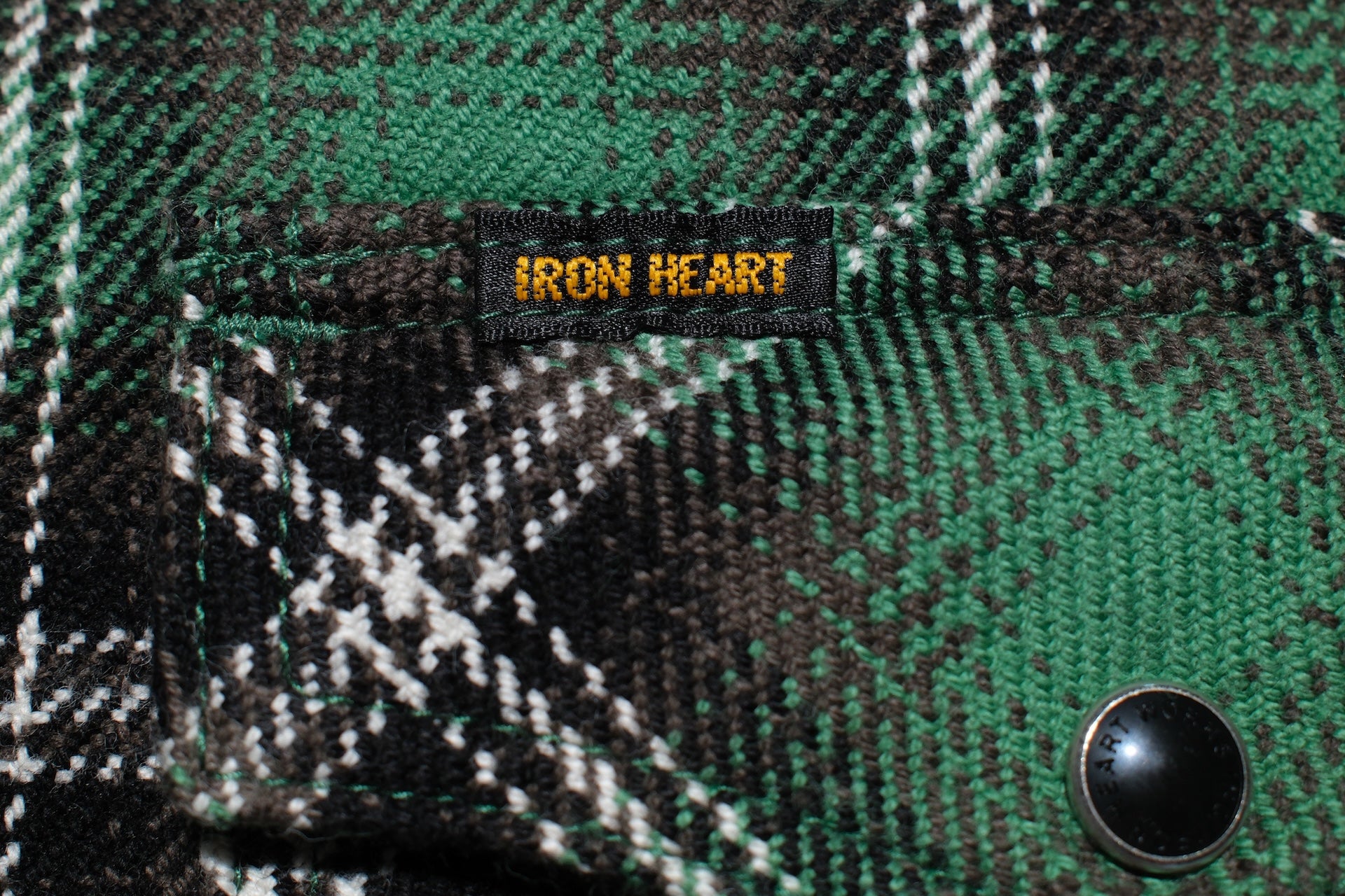 Iron Heart Ultra-Heavyweight Flannel Crazy Check Western Shirt (Grass Green)