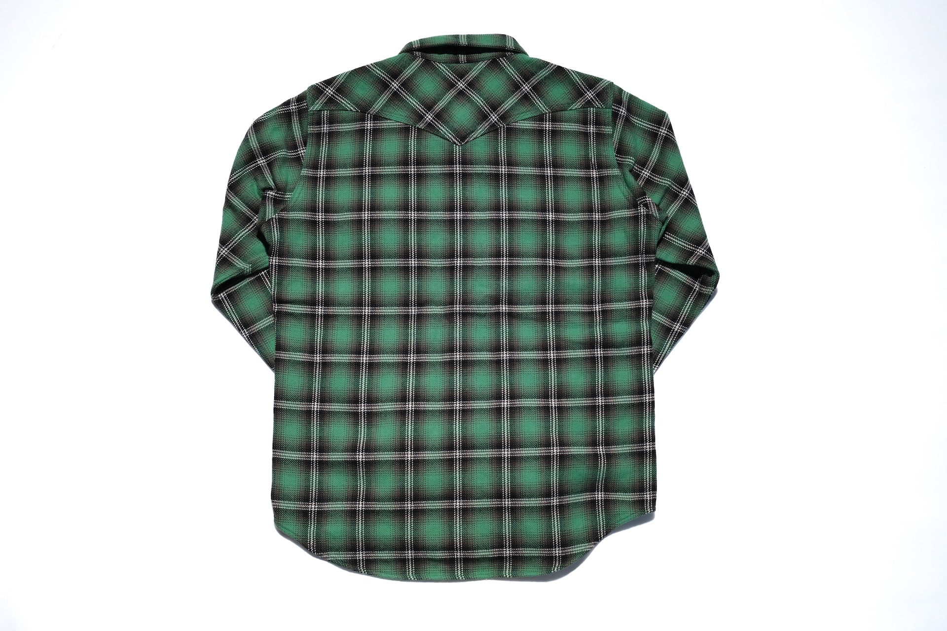 Iron Heart Ultra-Heavyweight Flannel Crazy Check Western Shirt (Grass Green)