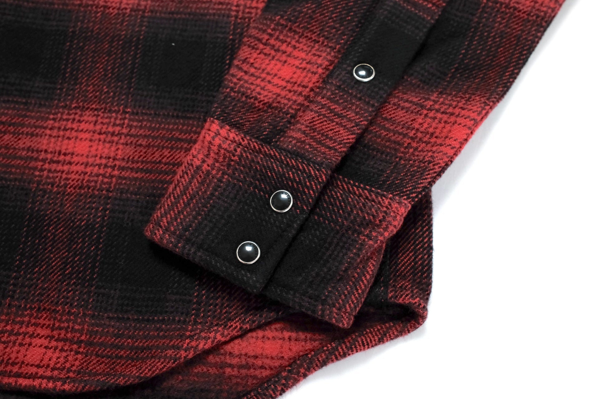 Iron Heart Ultra-Heavy Flannel Ombre Check Western Shirt (Red x Black)