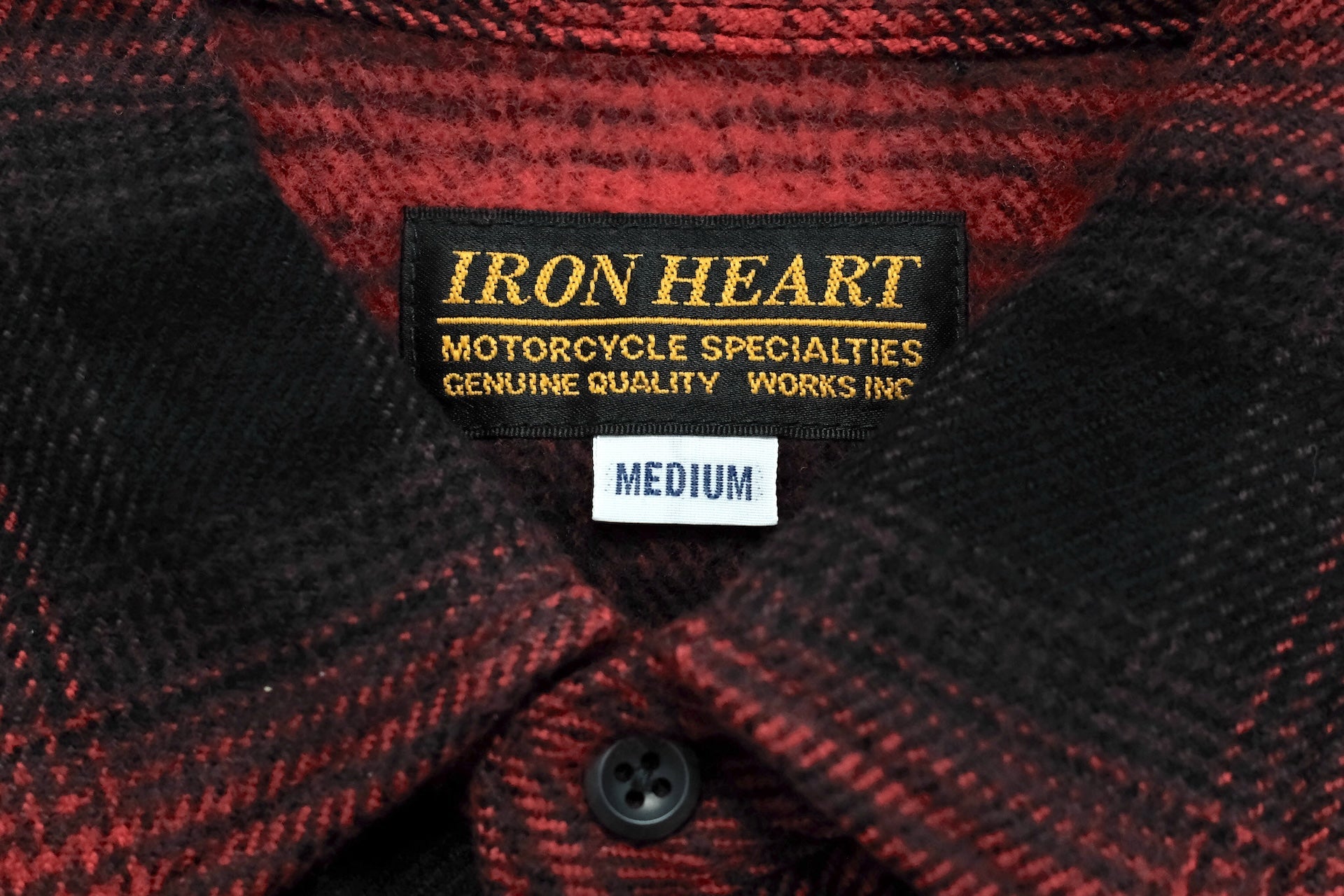 Iron Heart Ultra-Heavy Flannel Ombre Check Western Shirt (Red x Black)