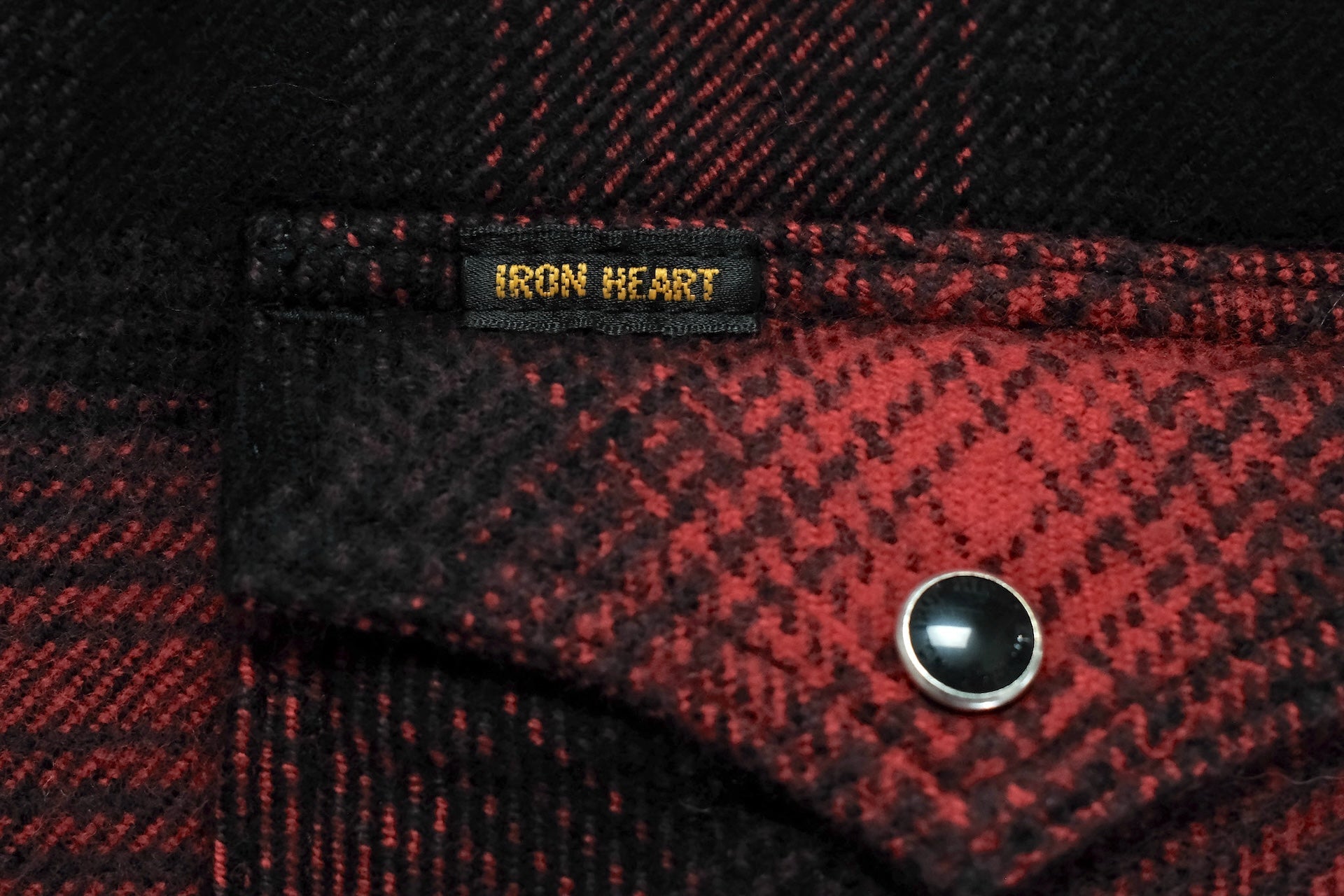 Iron Heart Ultra-Heavy Flannel Ombre Check Western Shirt (Red x Black)