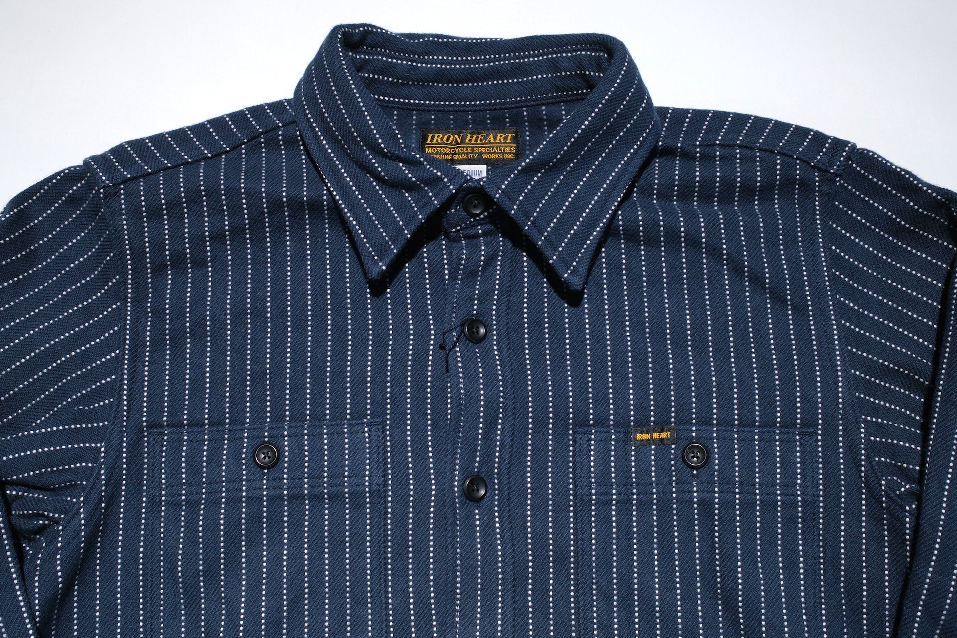 Iron Heart Ultra-Heavyweight "Wabashed" Flannel Work Shirt (Midnight Navy)