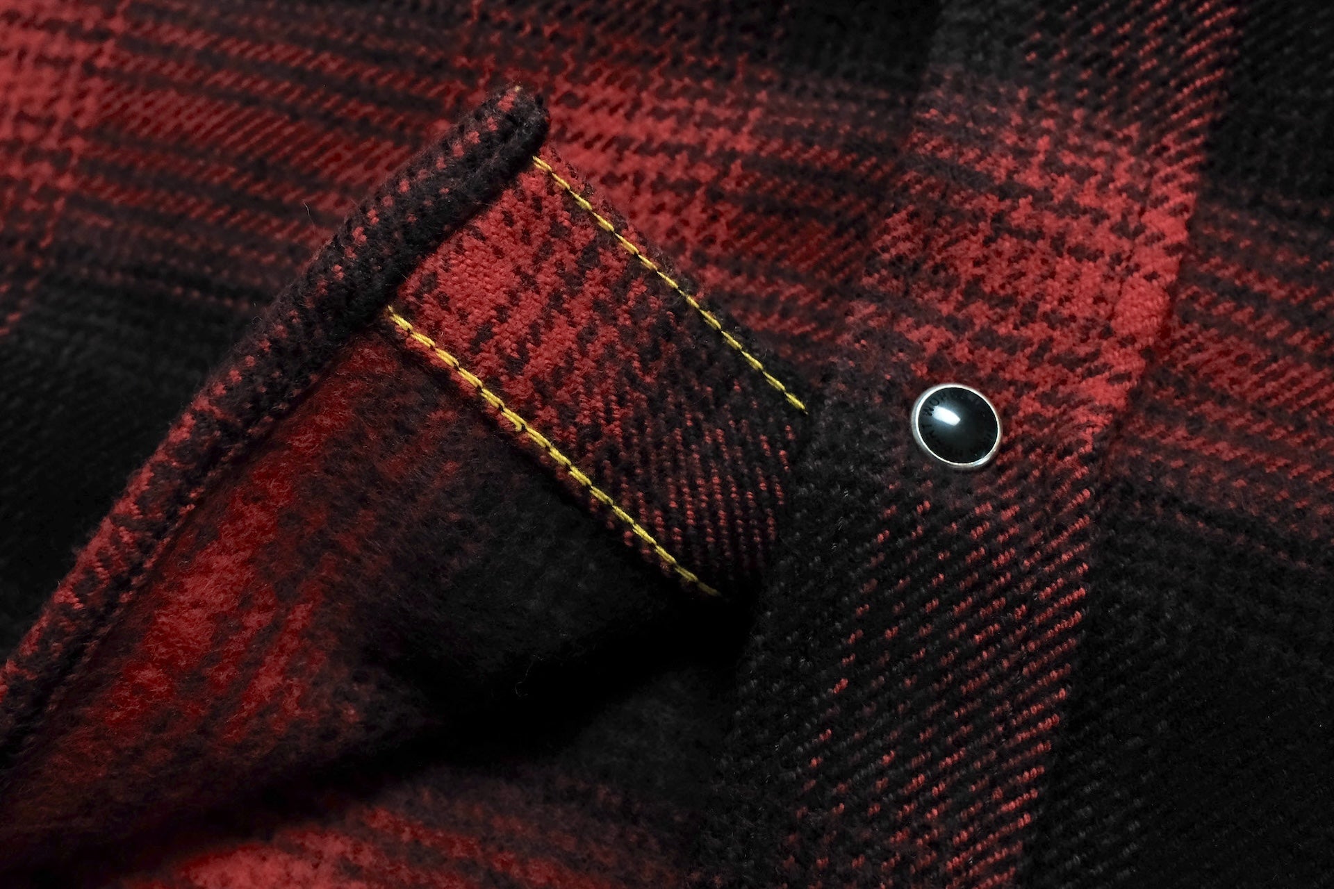 Iron Heart Ultra-Heavy Flannel Ombre Check Western Shirt (Red x Black)