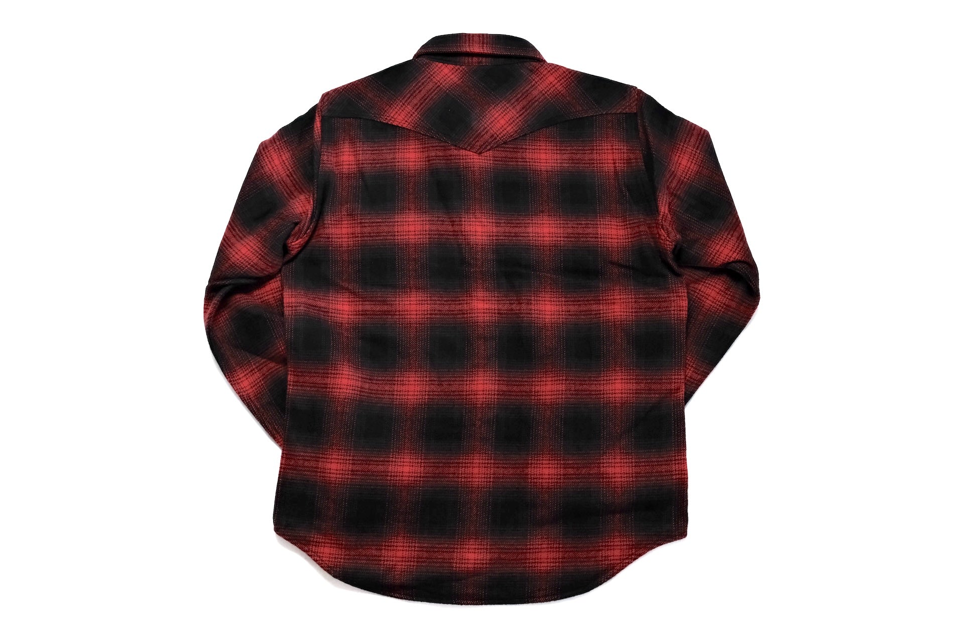 Iron Heart Ultra-Heavy Flannel Ombre Check Western Shirt (Red x Black)