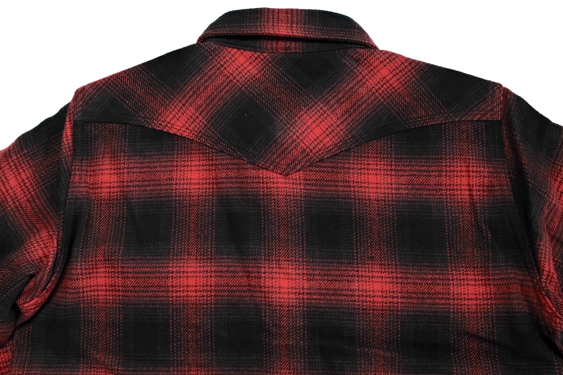 Iron Heart Ultra-Heavy Flannel Ombre Check Western Shirt (Red x Black)