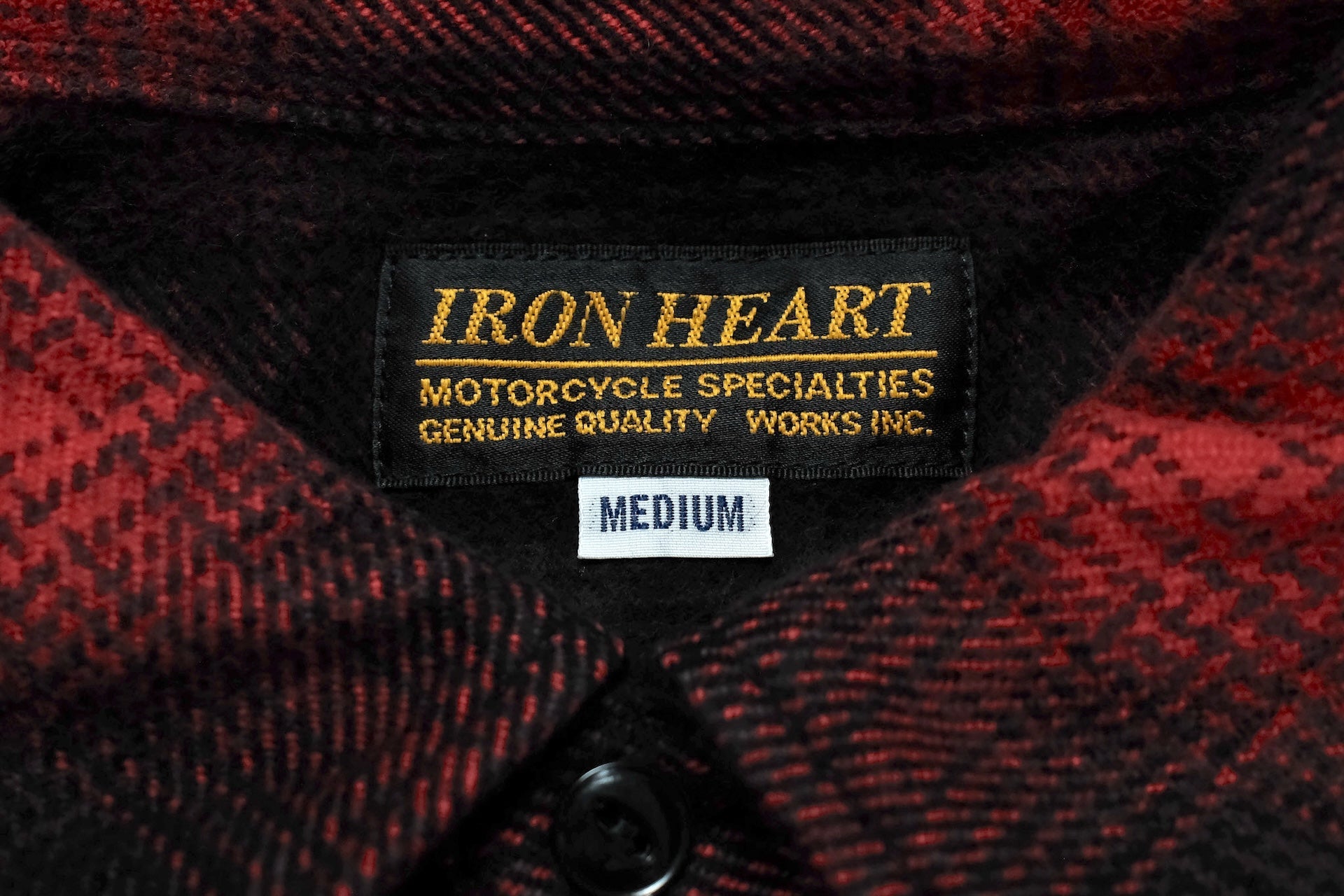 Iron Heart Ultra-Heavy Flannel Ombre Check Work Shirt (Red x Black)