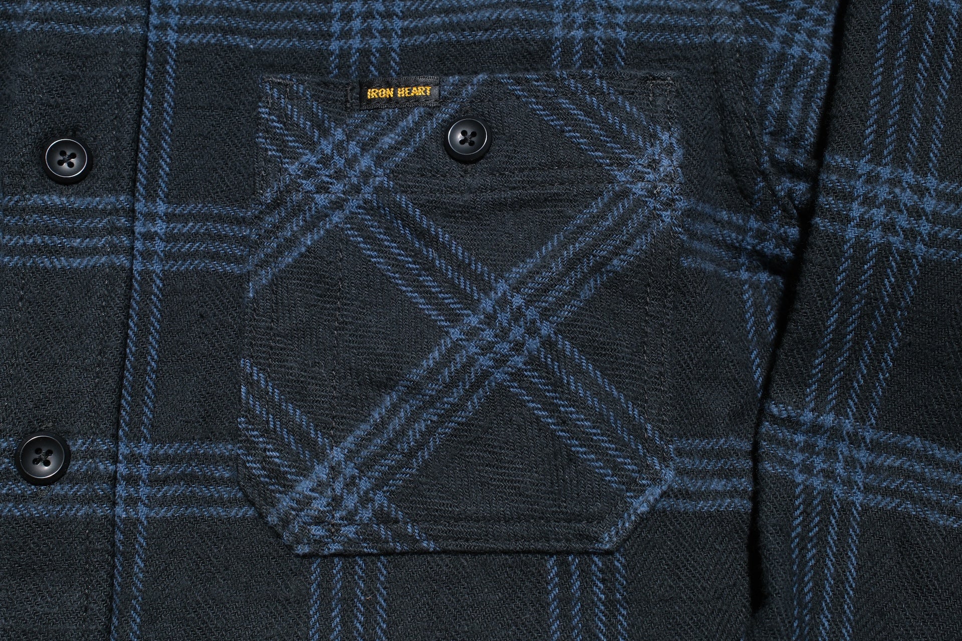 Iron Heart Ultra-Heavyweight "Slubby" Flannel Classic Check Work Shirt (Sumi Black)