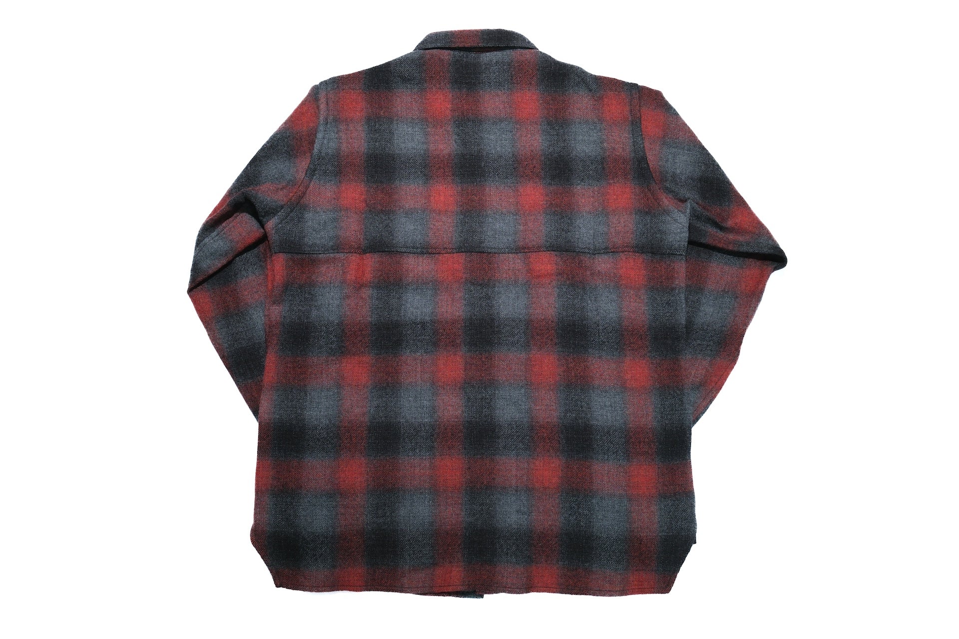 Freewheelers “HIGHBALLER” Ombre Check Wool Logger Shirt (Black X Grey X Red)