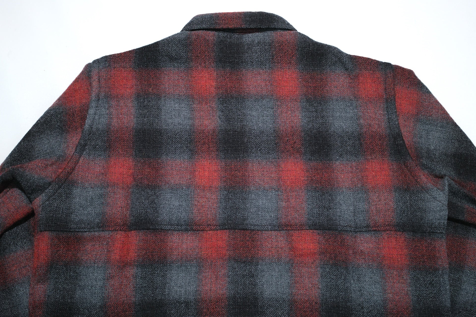 Freewheelers “HIGHBALLER” Ombre Check Wool Logger Shirt (Black X Grey X Red)
