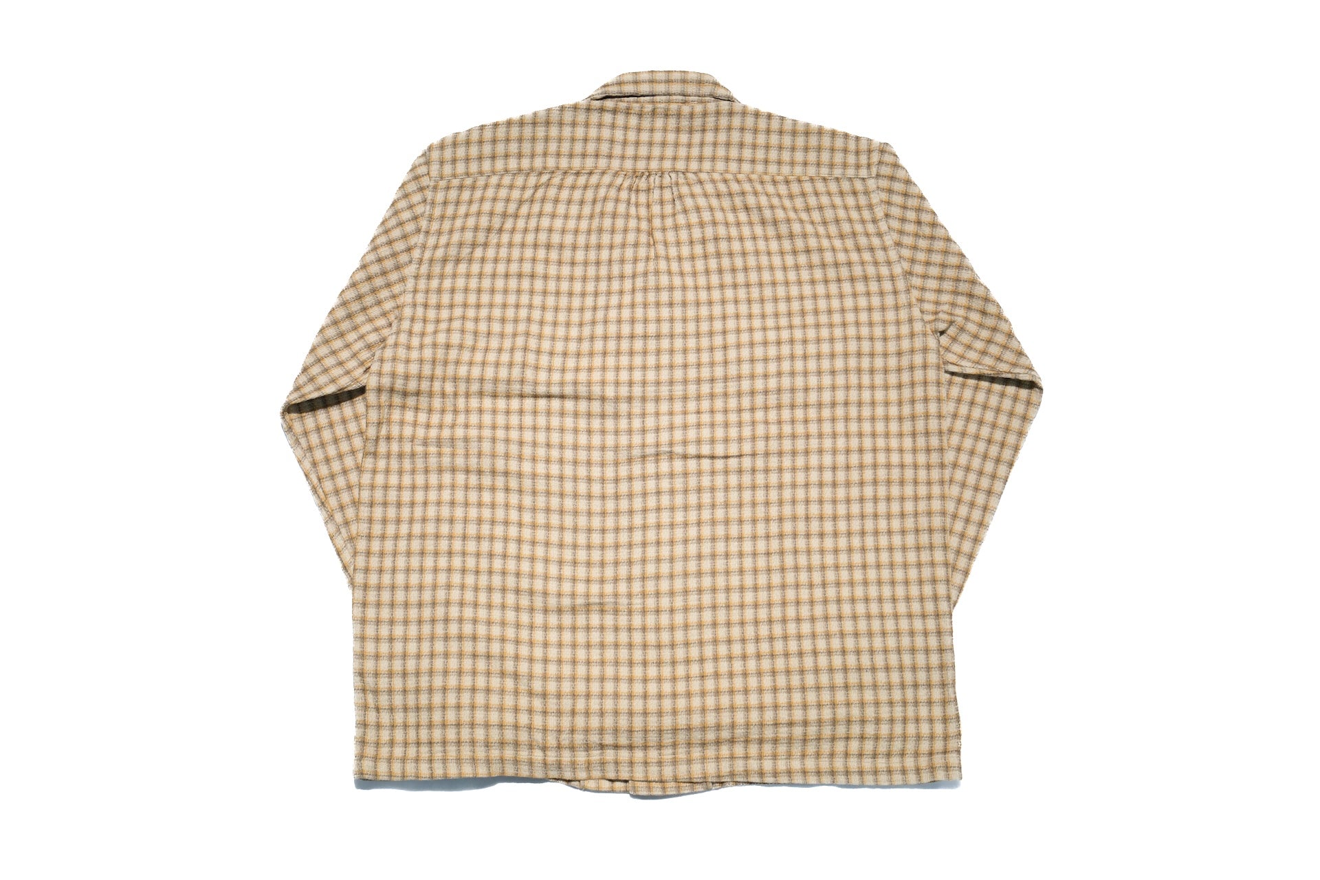 Maru Sankaku Peke by SDA Open Collar Textured Check Workshirt (Sand Beige)