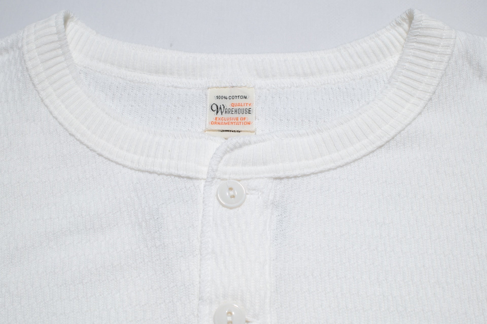 Warehouse Co. "Waffle-Knit" Henley L/S Thermal (White)