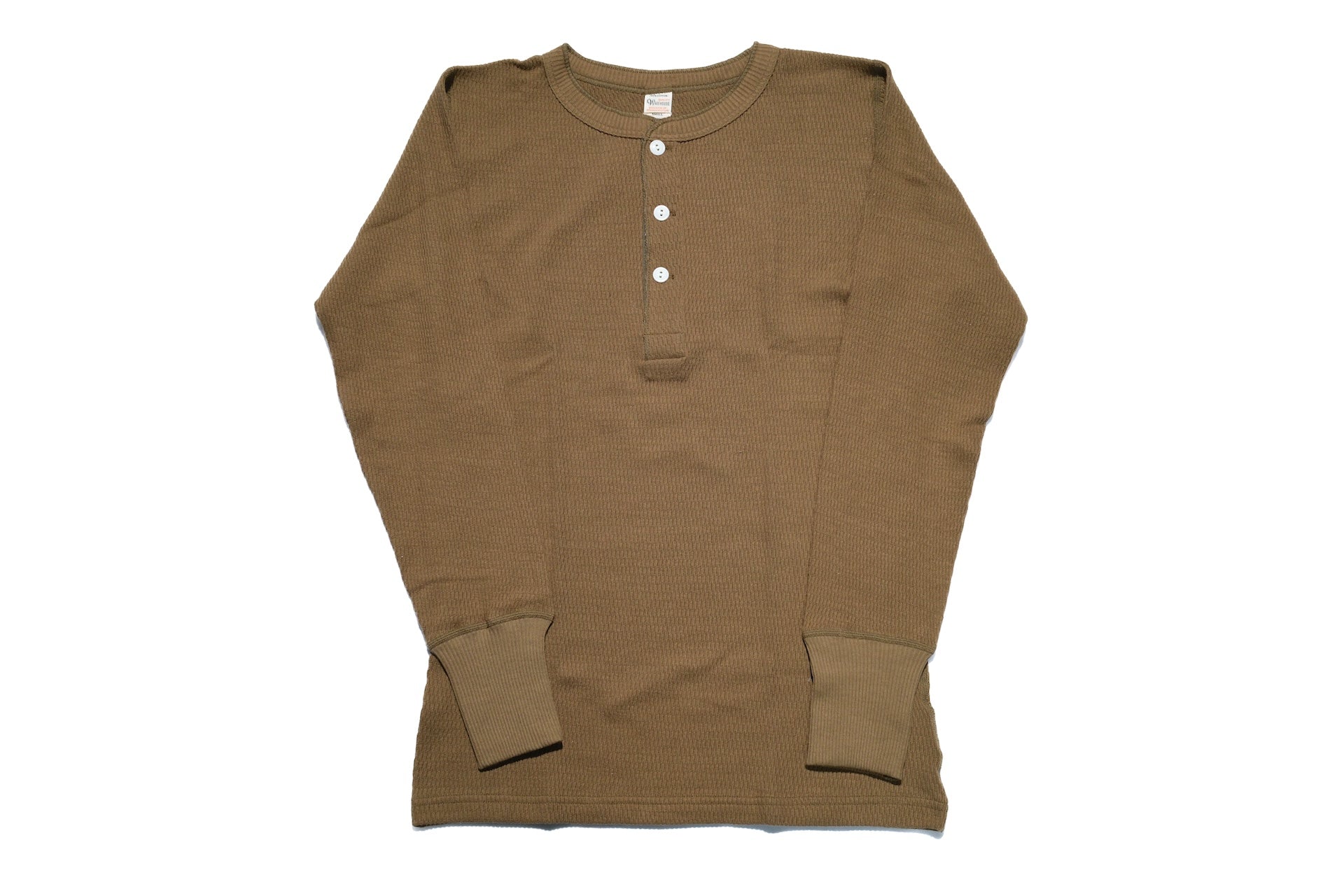 Warehouse Co. "Waffle-Knit" Henley L/S Thermal (Khaki)