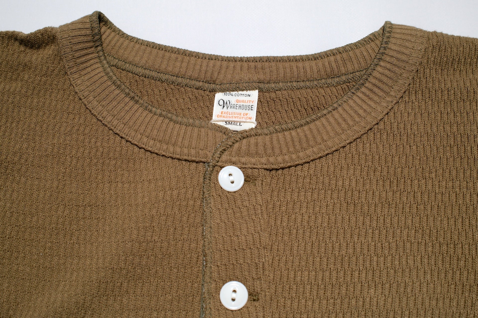 Warehouse Co. "Waffle-Knit" Henley L/S Thermal (Khaki)